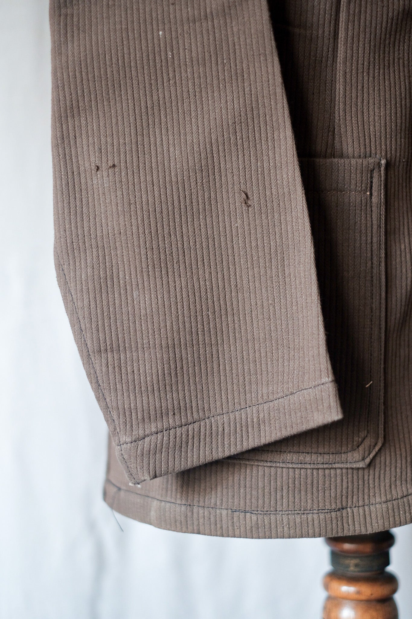【~50's】French Vintage Brown Cotton Pique Lapel Work Jacket "Dead Stock"