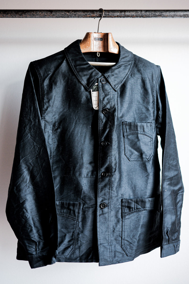 40's] French Vintage Black Light Moleskin Work Jacket 