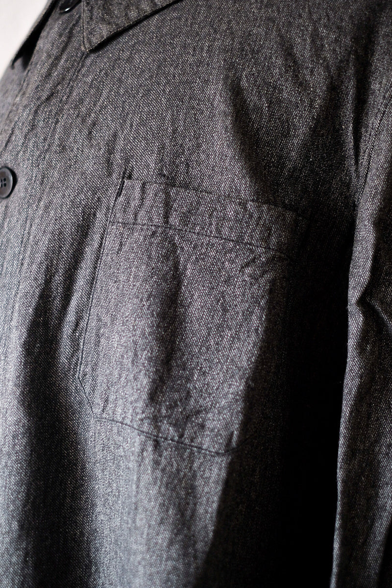 【~30's】French Vintage Black Chambray Duster Coat