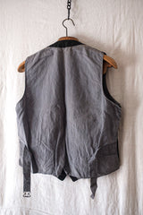 [~ 40's] French Vintage Black Cotton Pique Gilet "Dead Stock"