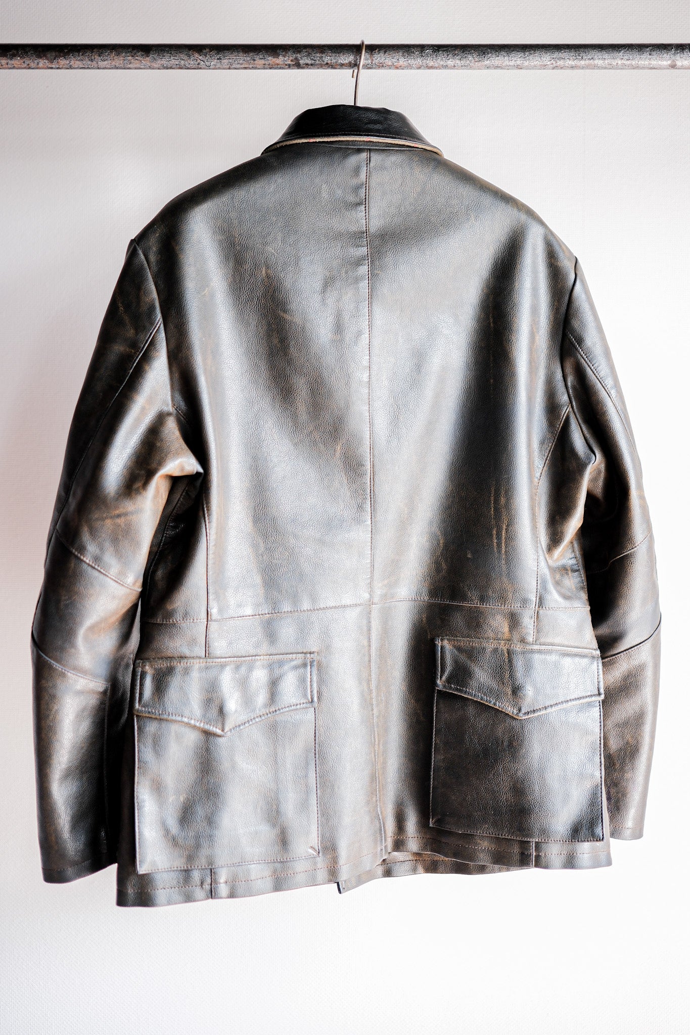 ［~90’s］Old ARMANI JEANS M-59 Type PVC Leather Jacket