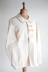 【~40’s】French Vintage White Cotton HBT Work Jacket “Dead Stock”