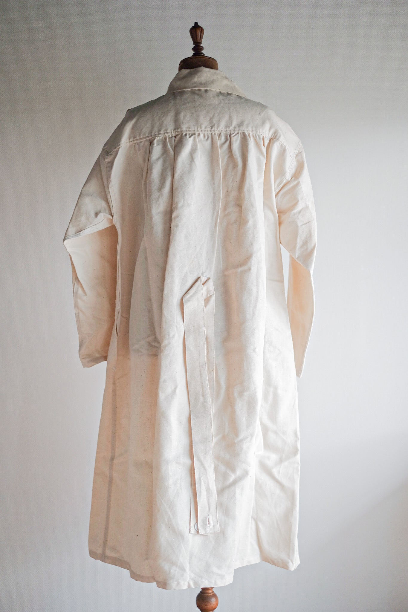 ［~50's］French Army Double Breasted Linen Coat Hospital Military "Dead Stock"