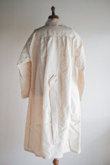 【~50's】French Army Double Breasted Linen Coat Hospital Military "Dead Stock"