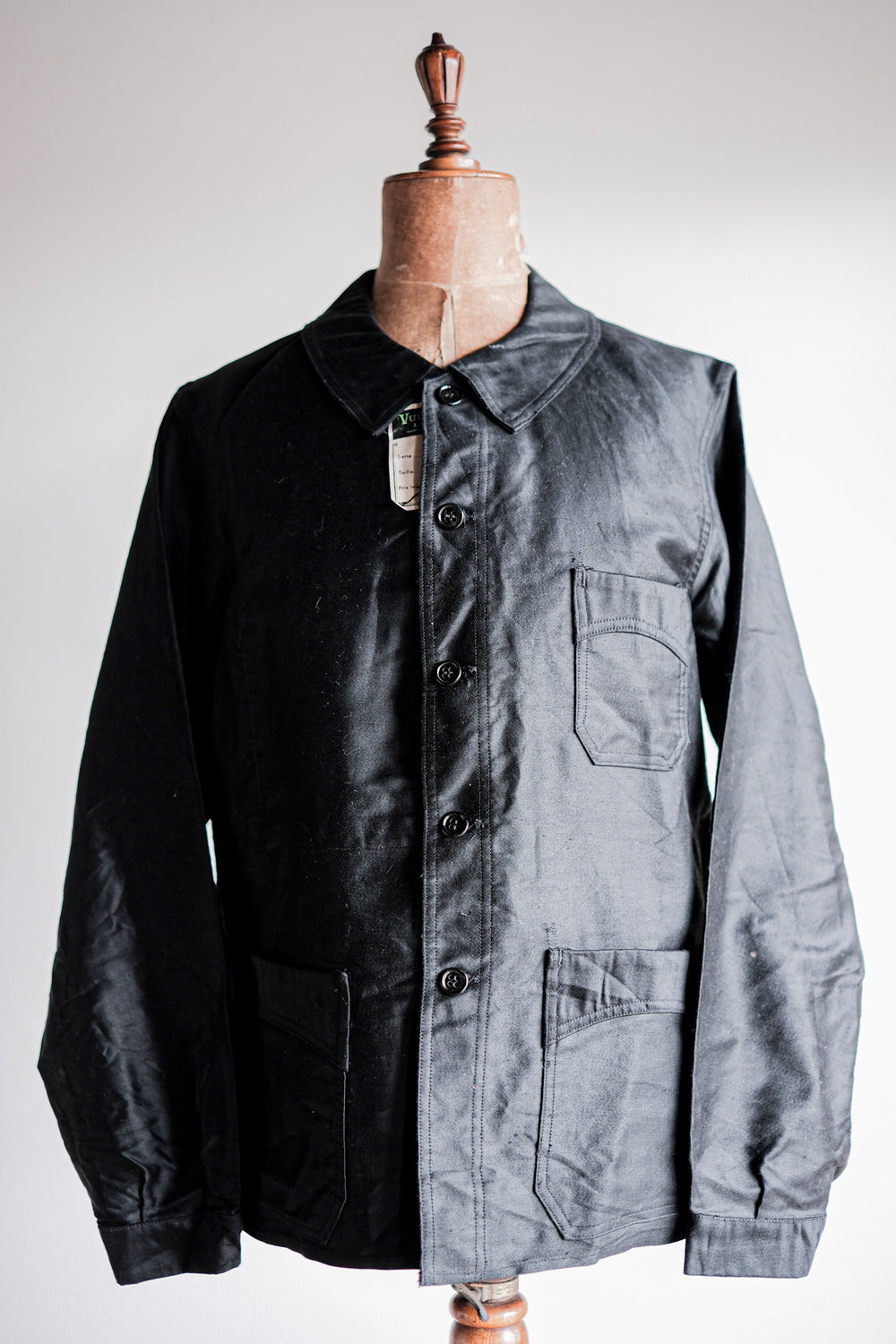 【~40's】French Vintage Black Light Moleskin Work Jacket "Vulcain" "Dead Stock"