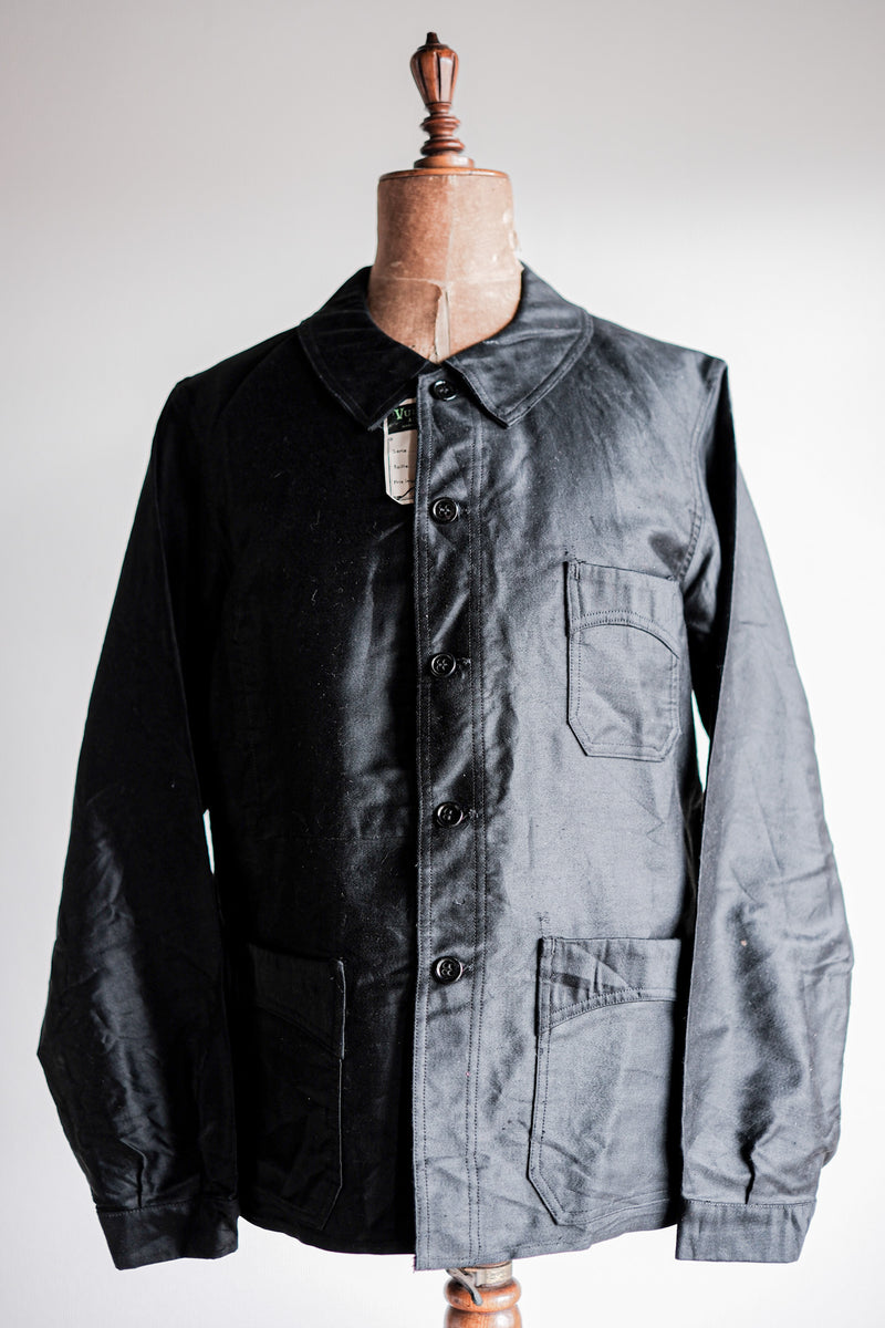 40's】French Vintage Black Light Moleskin Work Jacket 