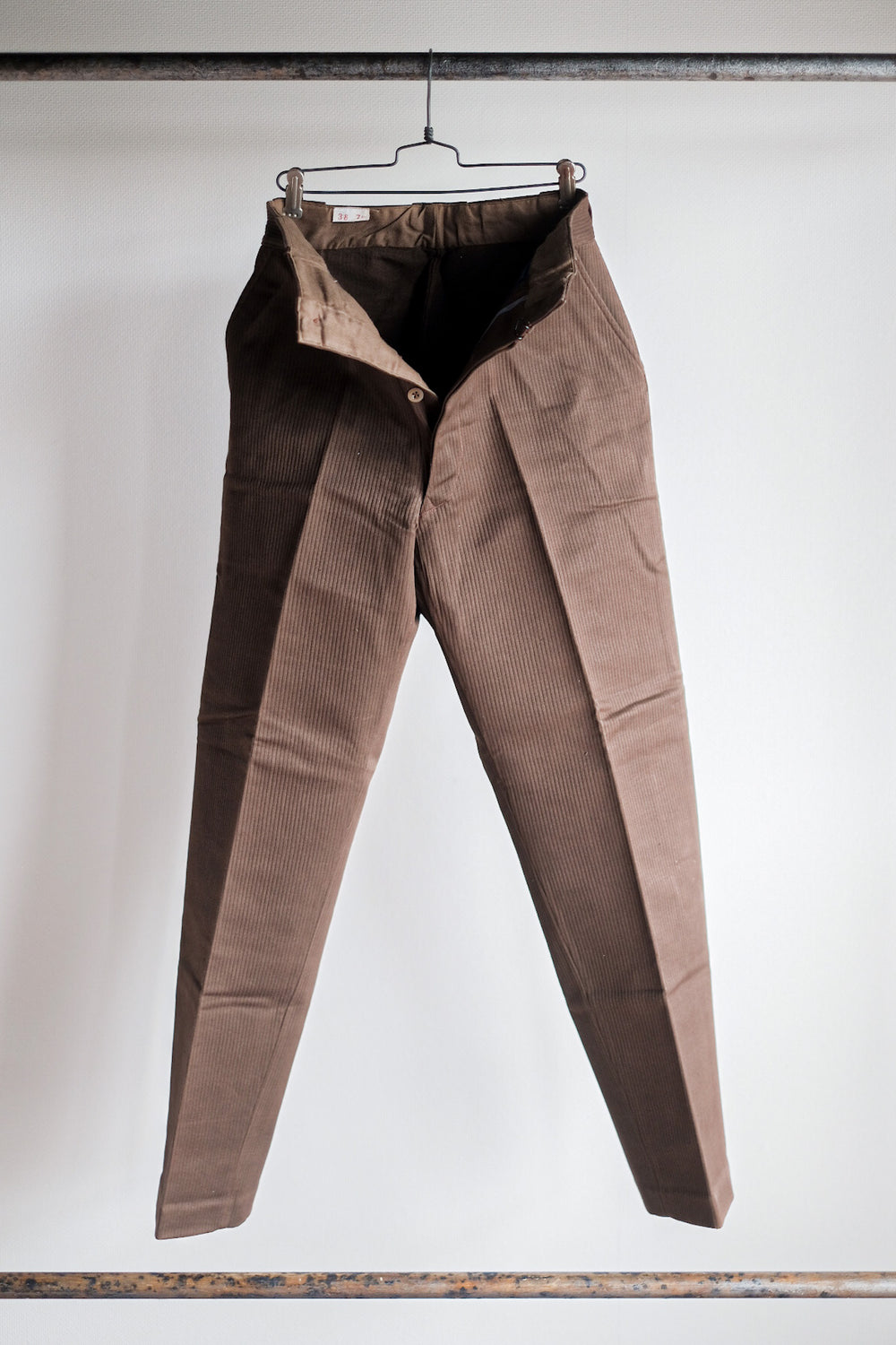 【~50's】French Vintage Brown Cotton Pique Work Pants "Dead Stock"