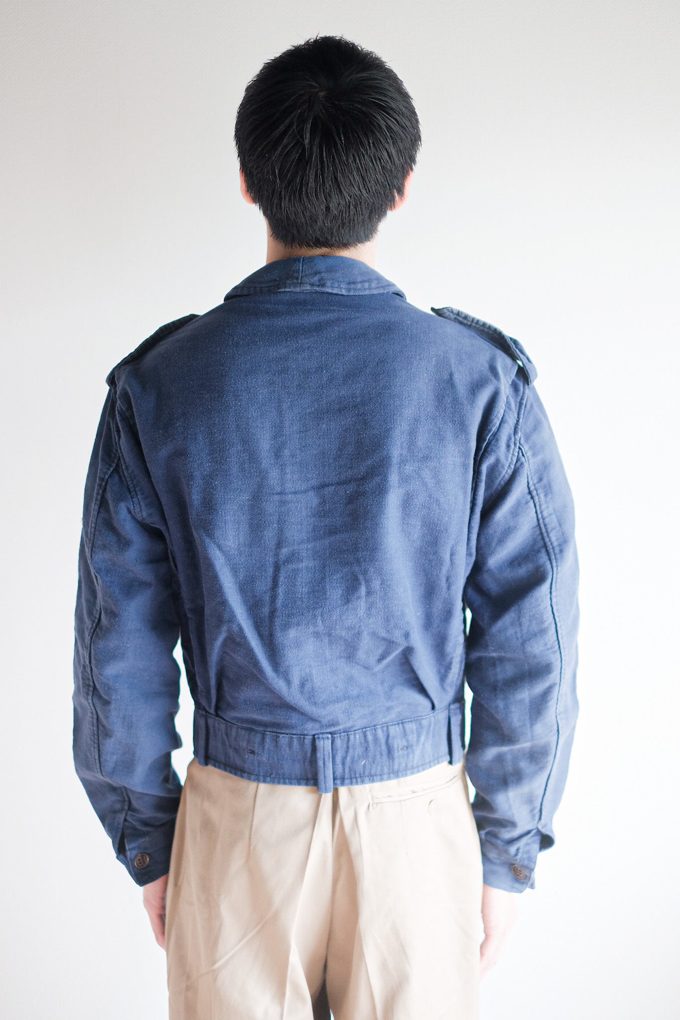 [~ 40's] French Vintage Blue Moleskin Fireman Jacket