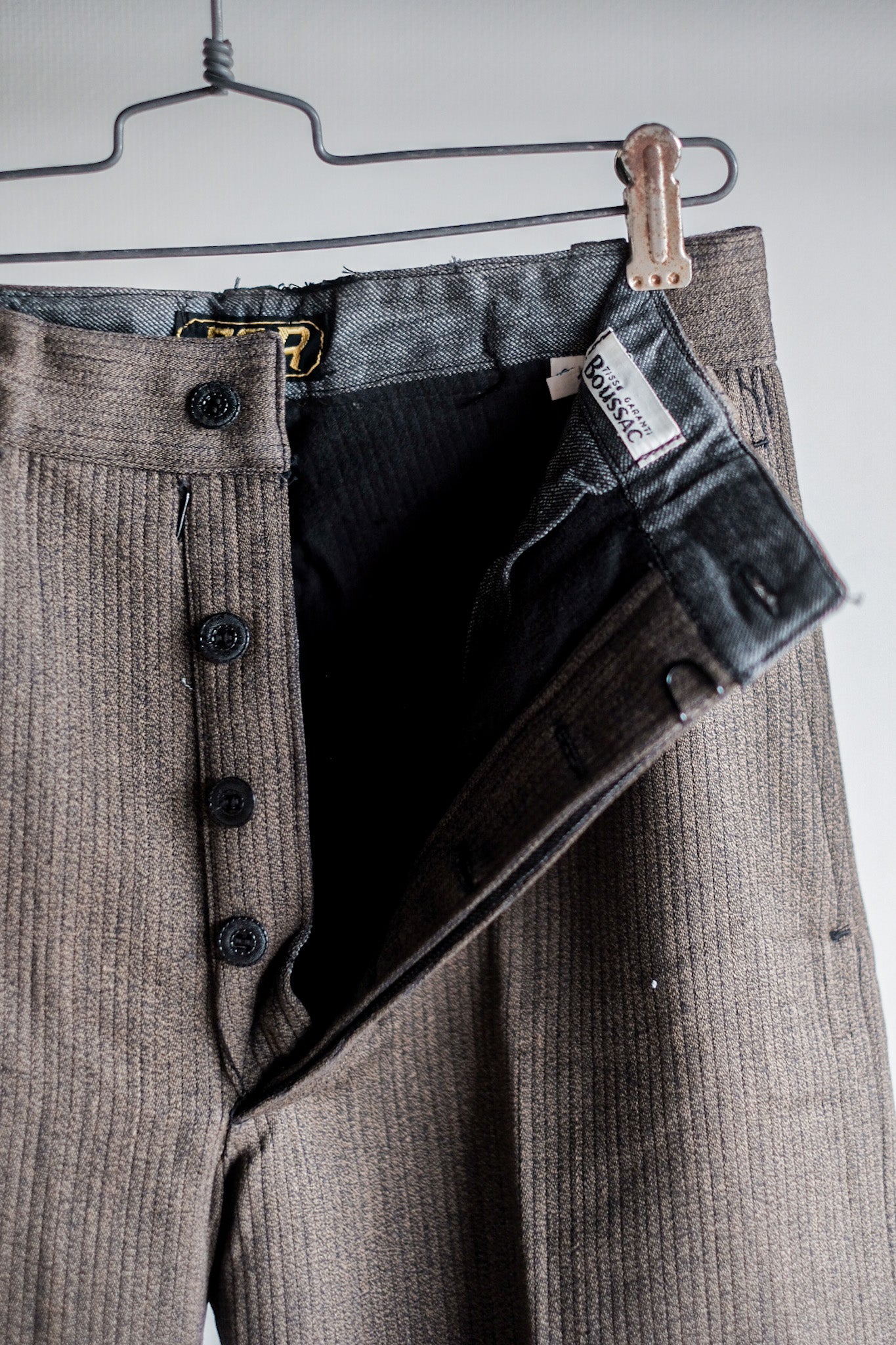 ［~40's］French Vintage Brown Salt & Pepper Cotton Pique Work Pants "Dead Stock"