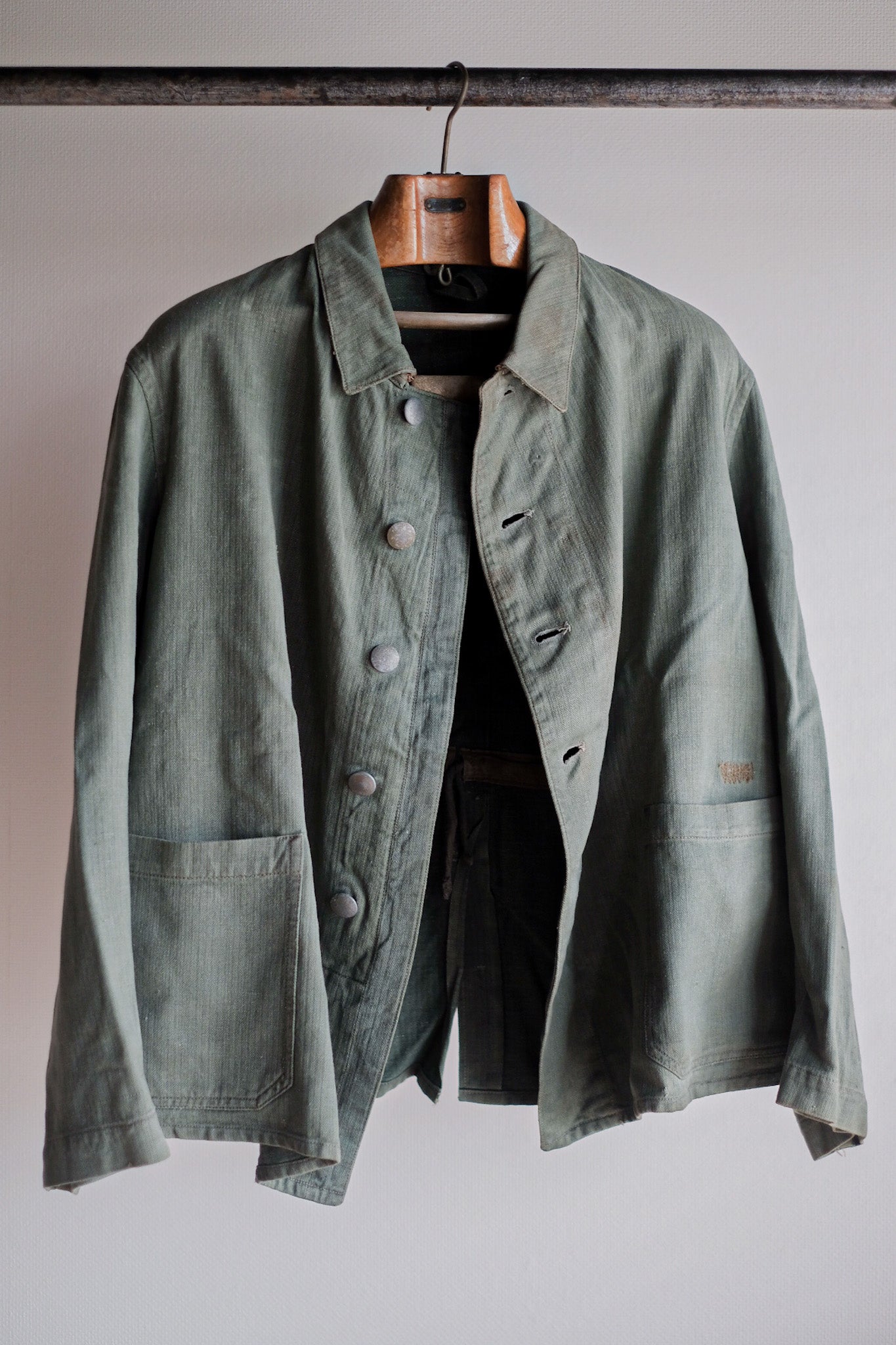 ［~30's］WW2 German Army Drillich Green HBT Linen Jacket