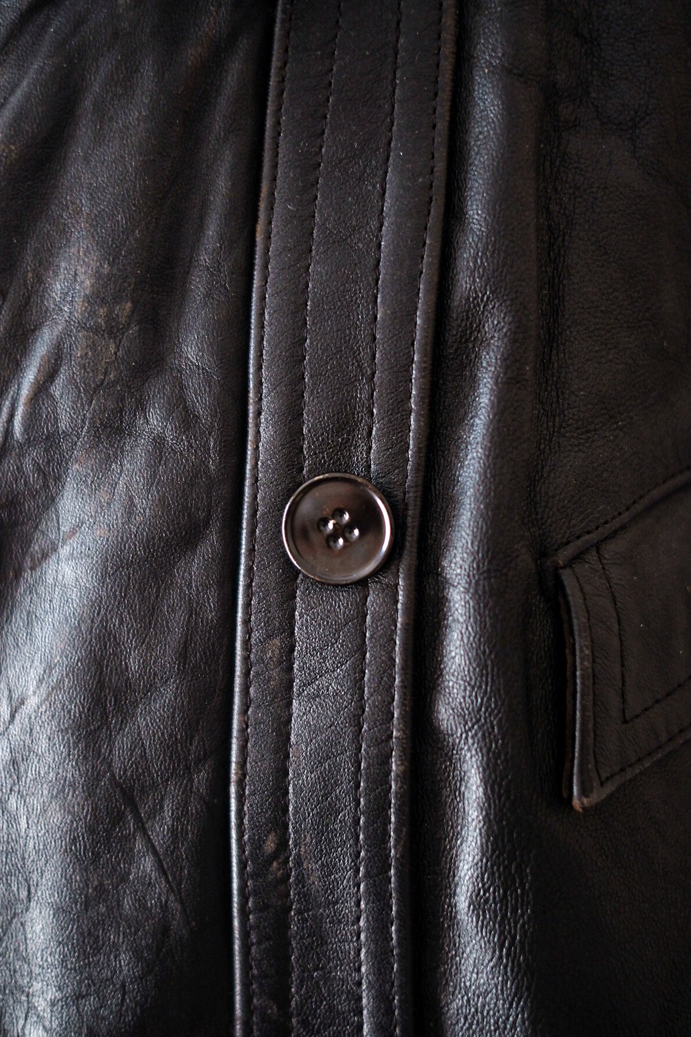 [~ 50's] French Vintage Le Corbusier Leather Work Jacket "Wool Collar"
