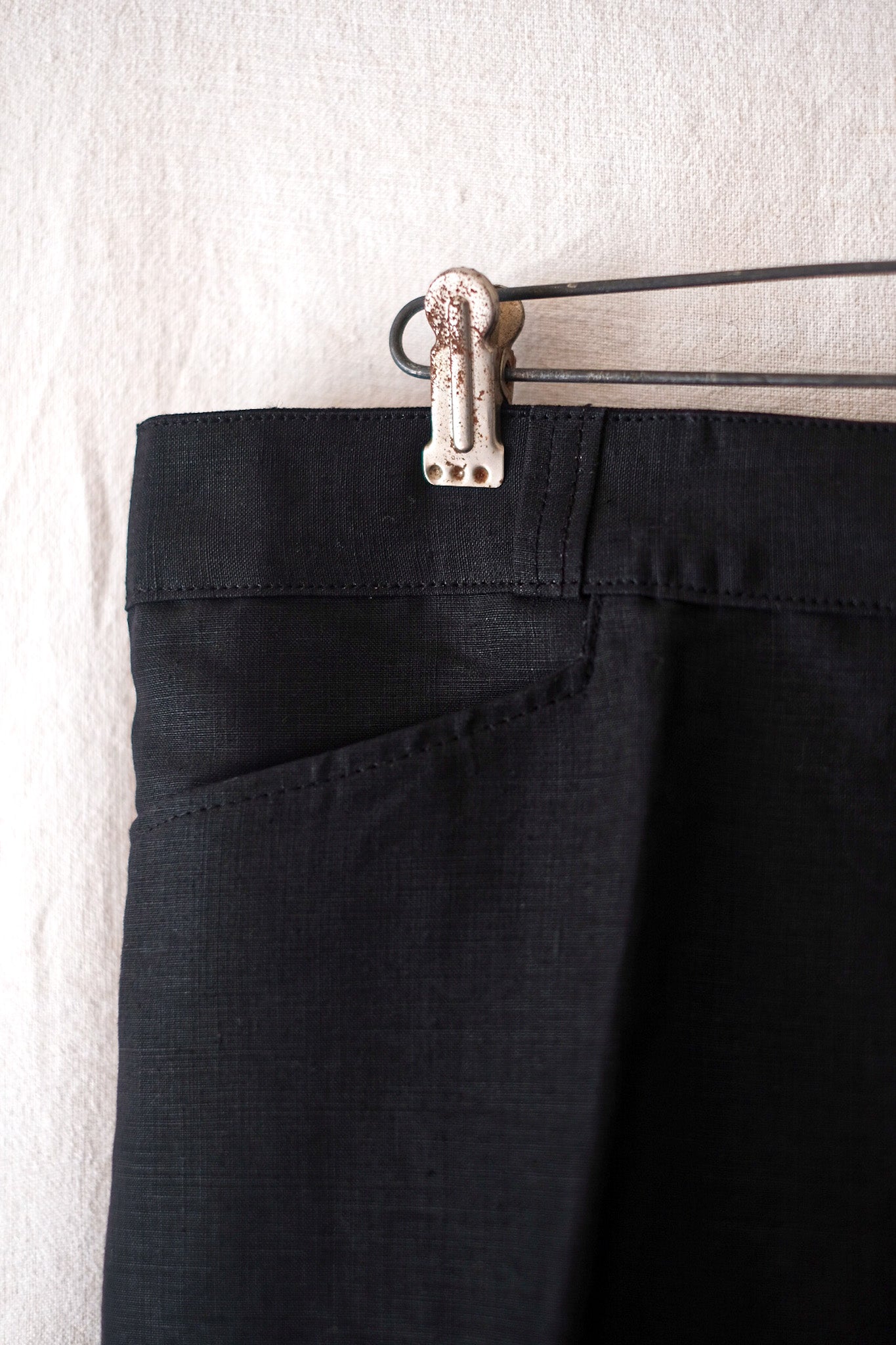 [〜50年代]法國復古黑色亞麻工程褲“死庫存”