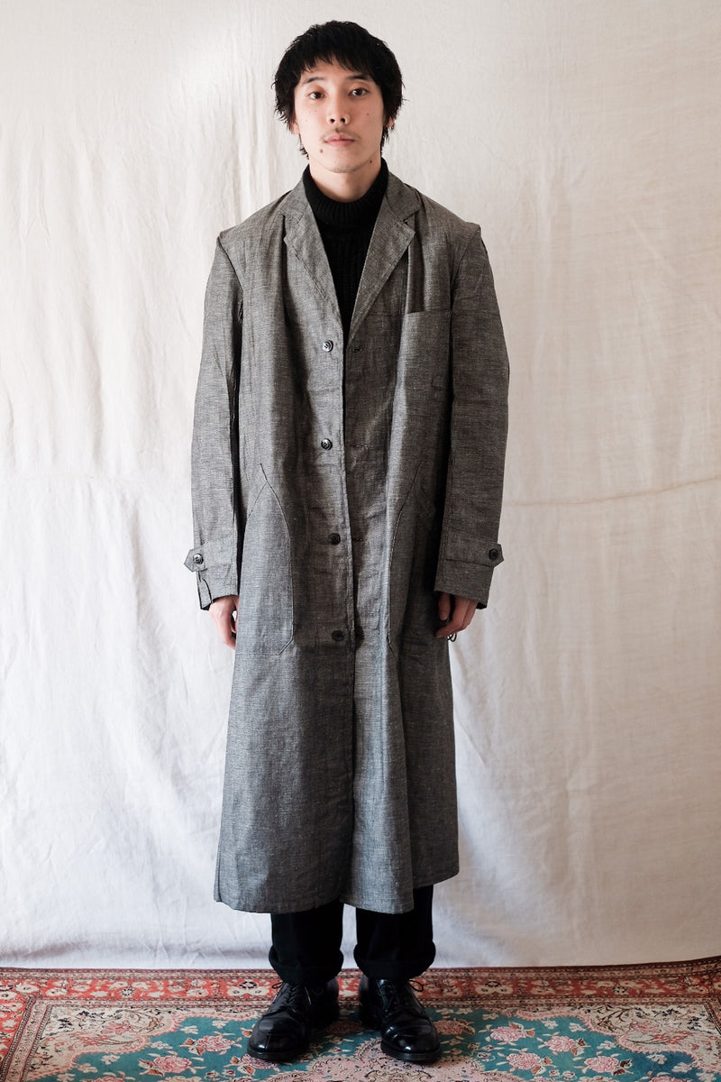 40's】French Vintage Linen Chambray Atelier Coat 