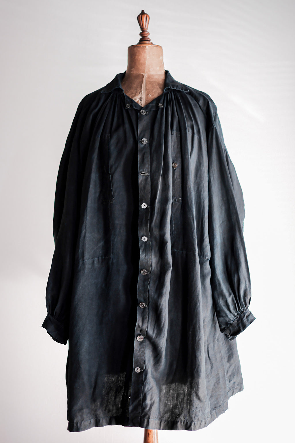 indigo linen smock リネン スモック ヴィンテージ-