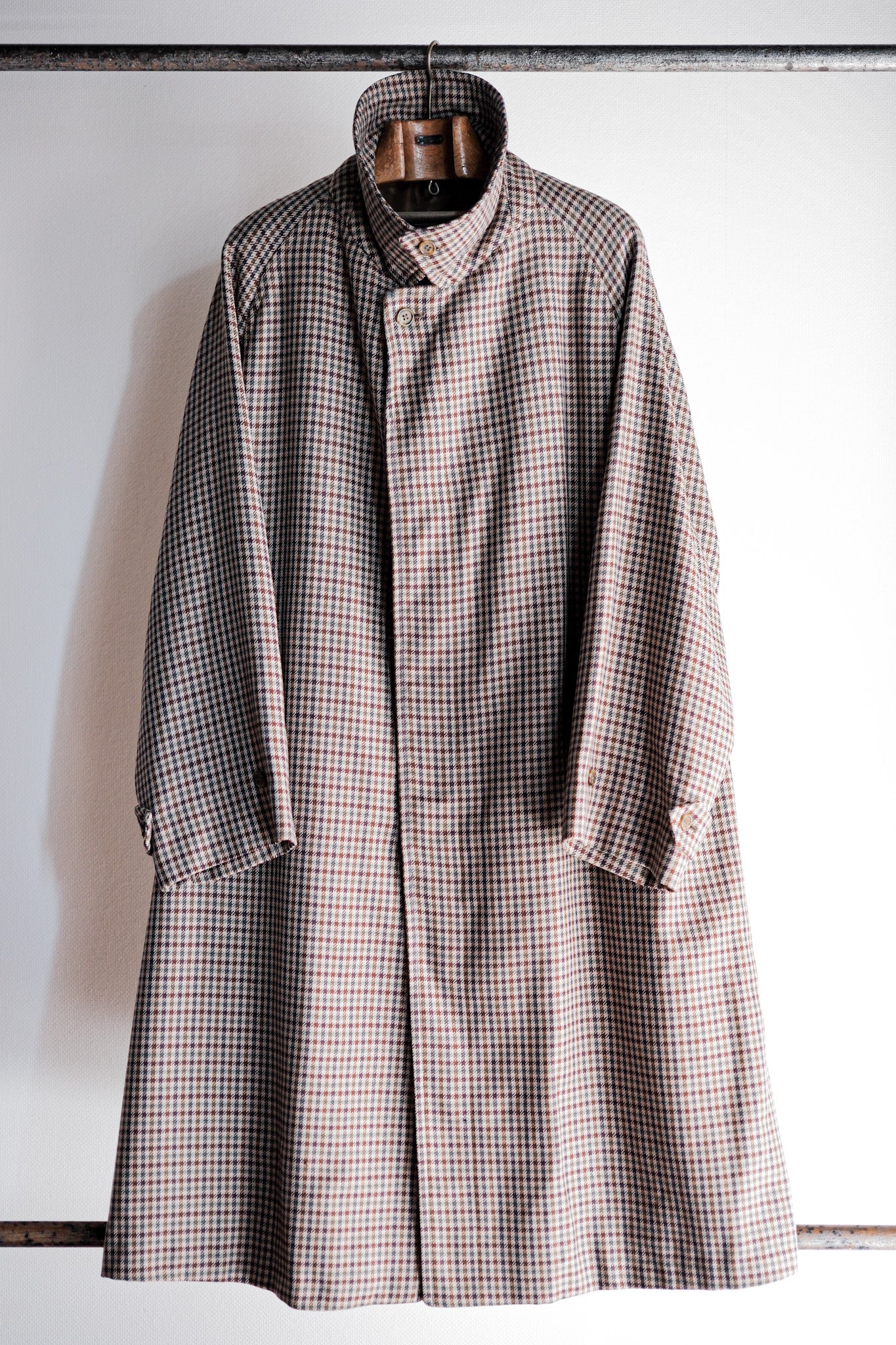 [〜80年代]復古Burberry的單一raglan羊毛balmacaan外套。56Reg