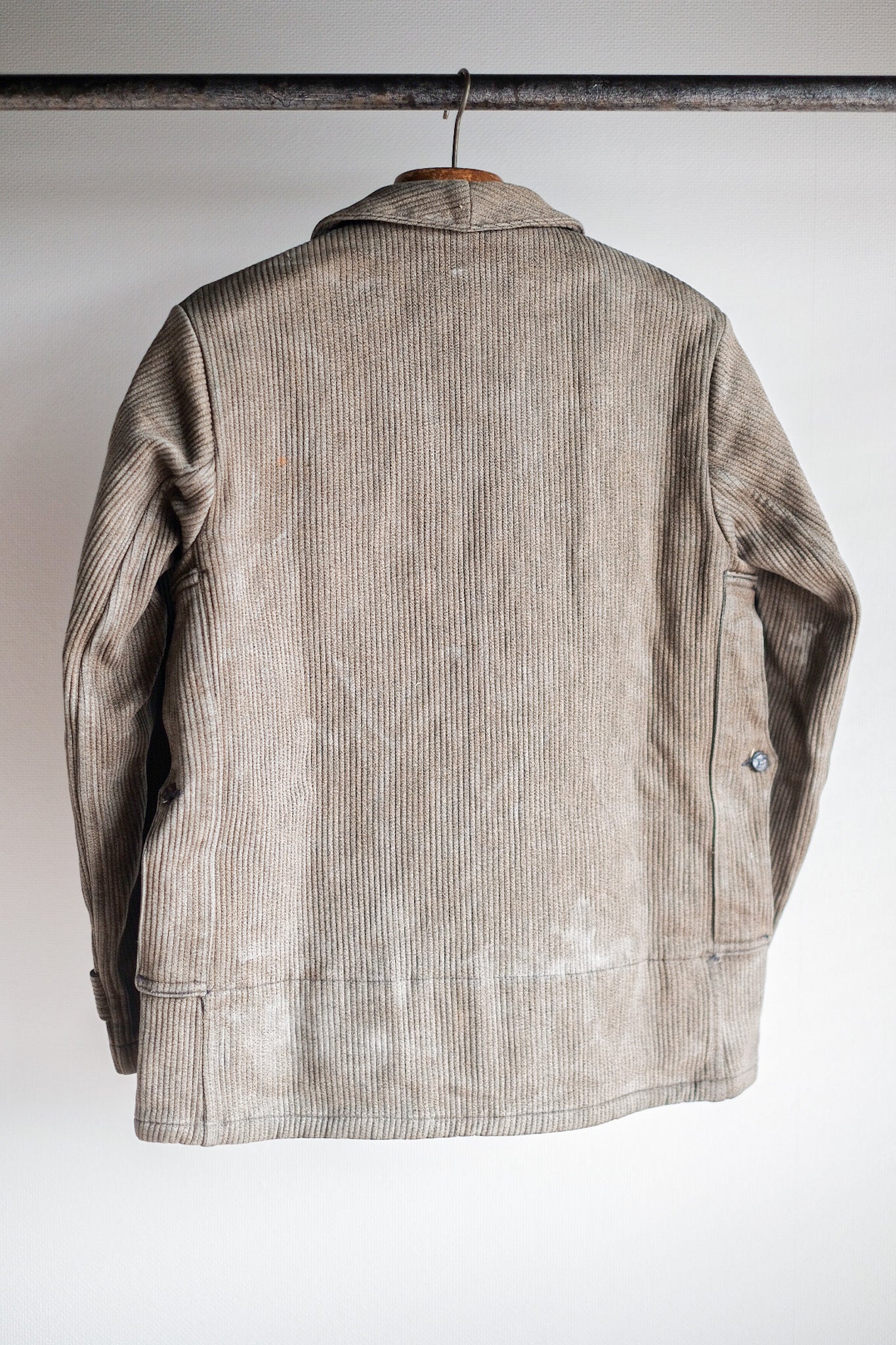 【~40's】French Vintage Brown Salt & Pepper Cotton Pique Hunting Jacket