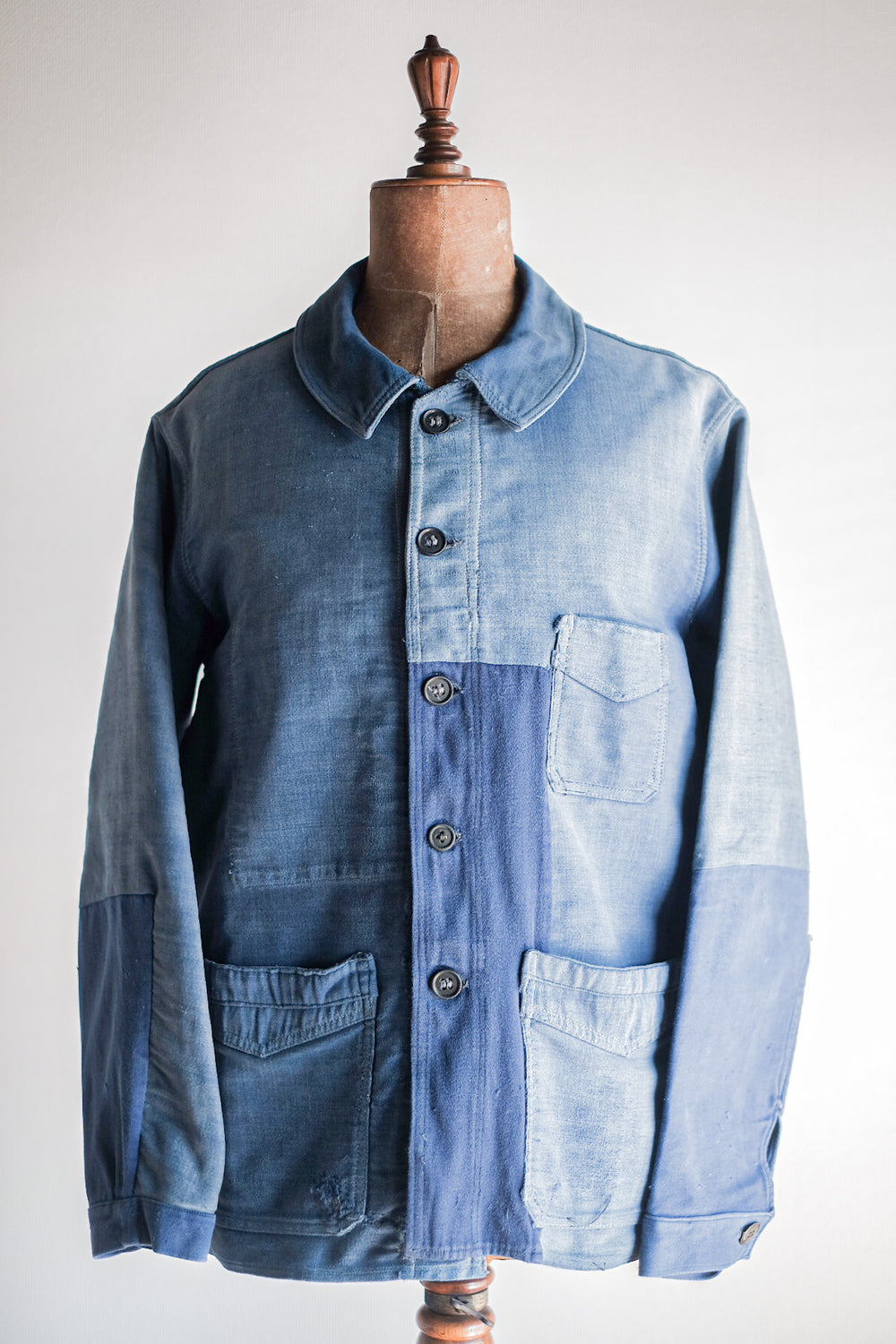 【~40's】French Vintage Blue Moleskin Work Jacket "Le Mont St. Michel"