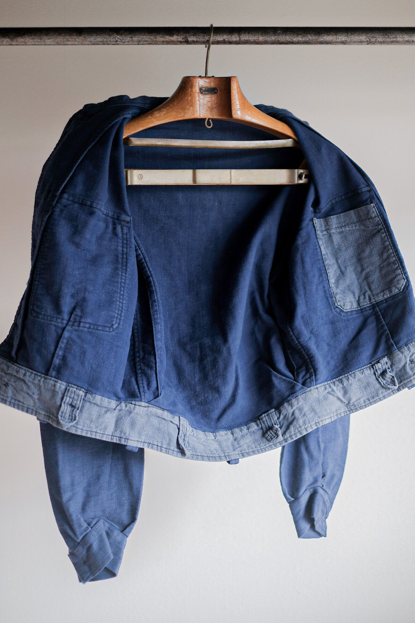 【~40's】French Vintage Blue Moleskin Fireman Jacket