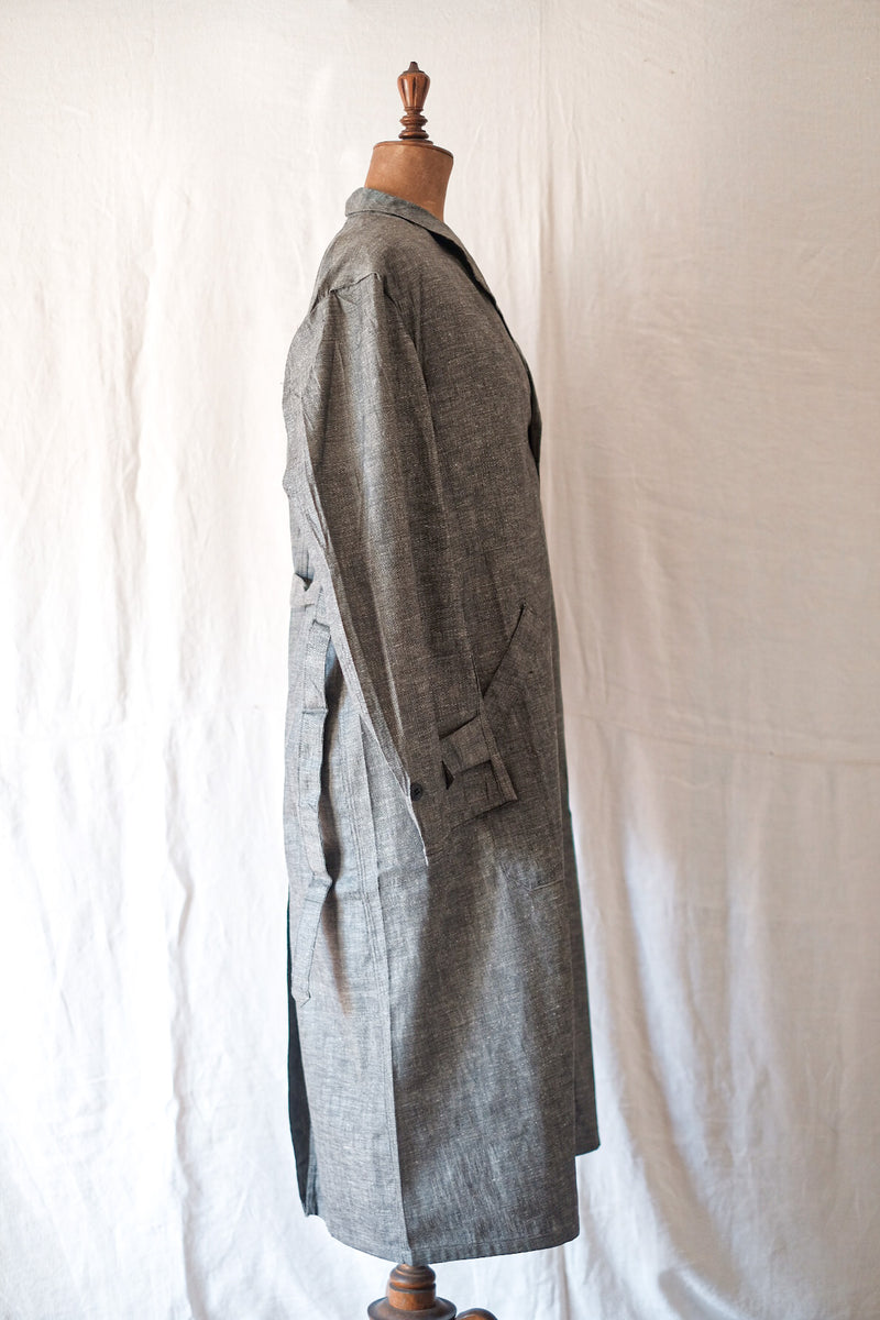 [~ 40's] ผ้าลินินวินเทจฝรั่งเศสแชมเบรย์ Atelier เสื้อโค้ท "Au Molinel" "Dead Stock"