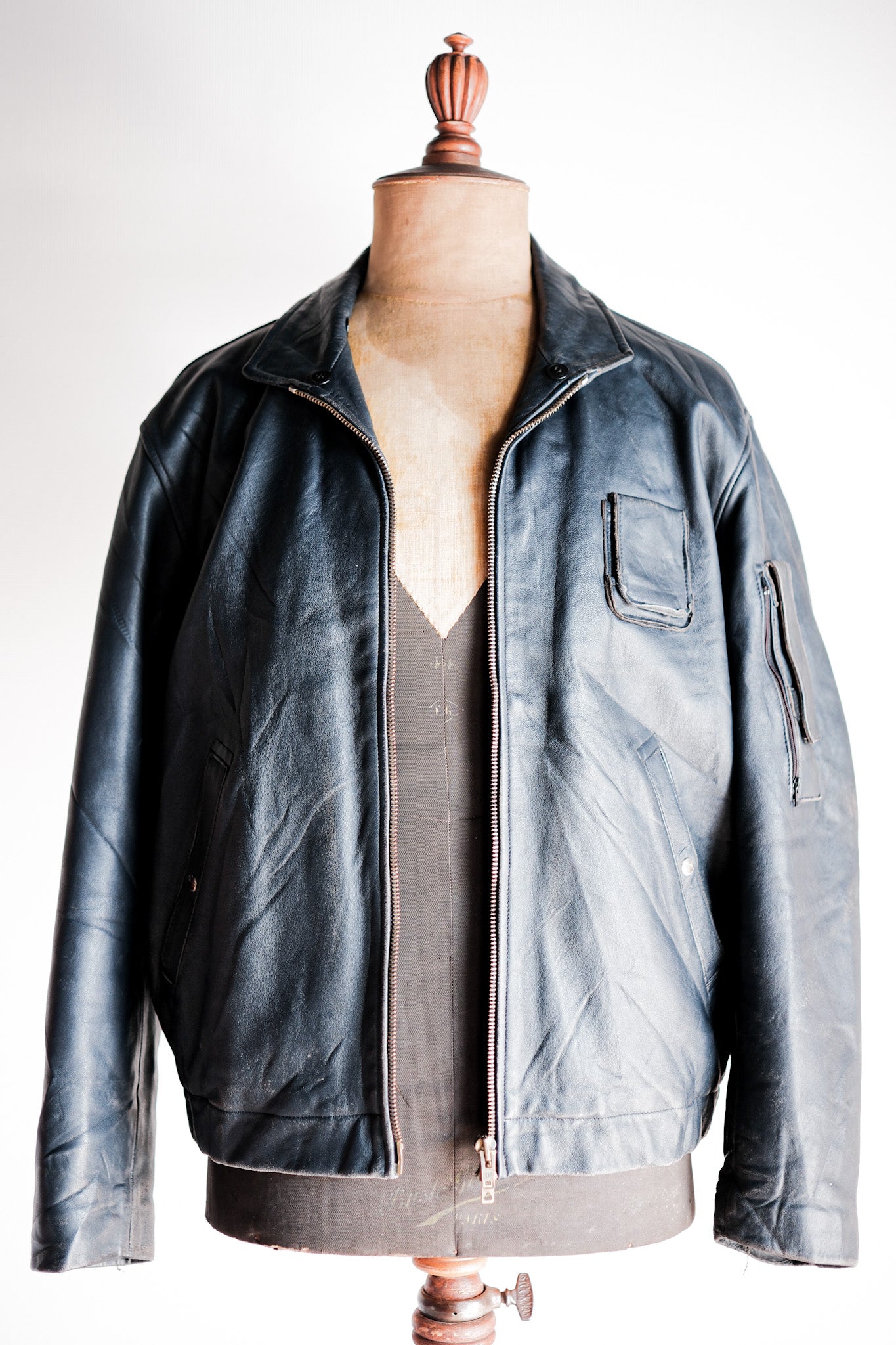 ［~70's］French Air Force Pilot Leather Jacket Size.50