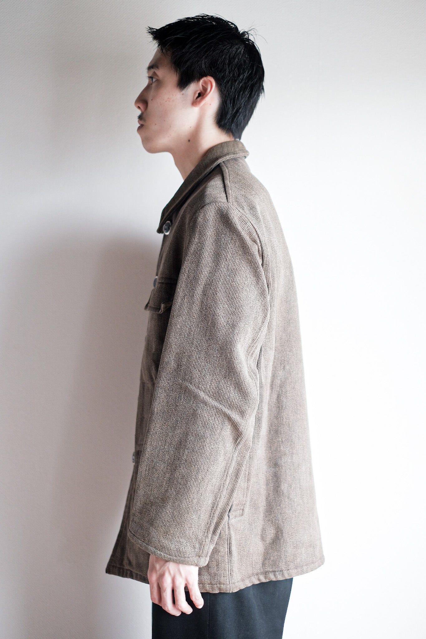 ［~60's］French Vintage Brown Salt & Pepper Cotton Pique Hunting Jacket