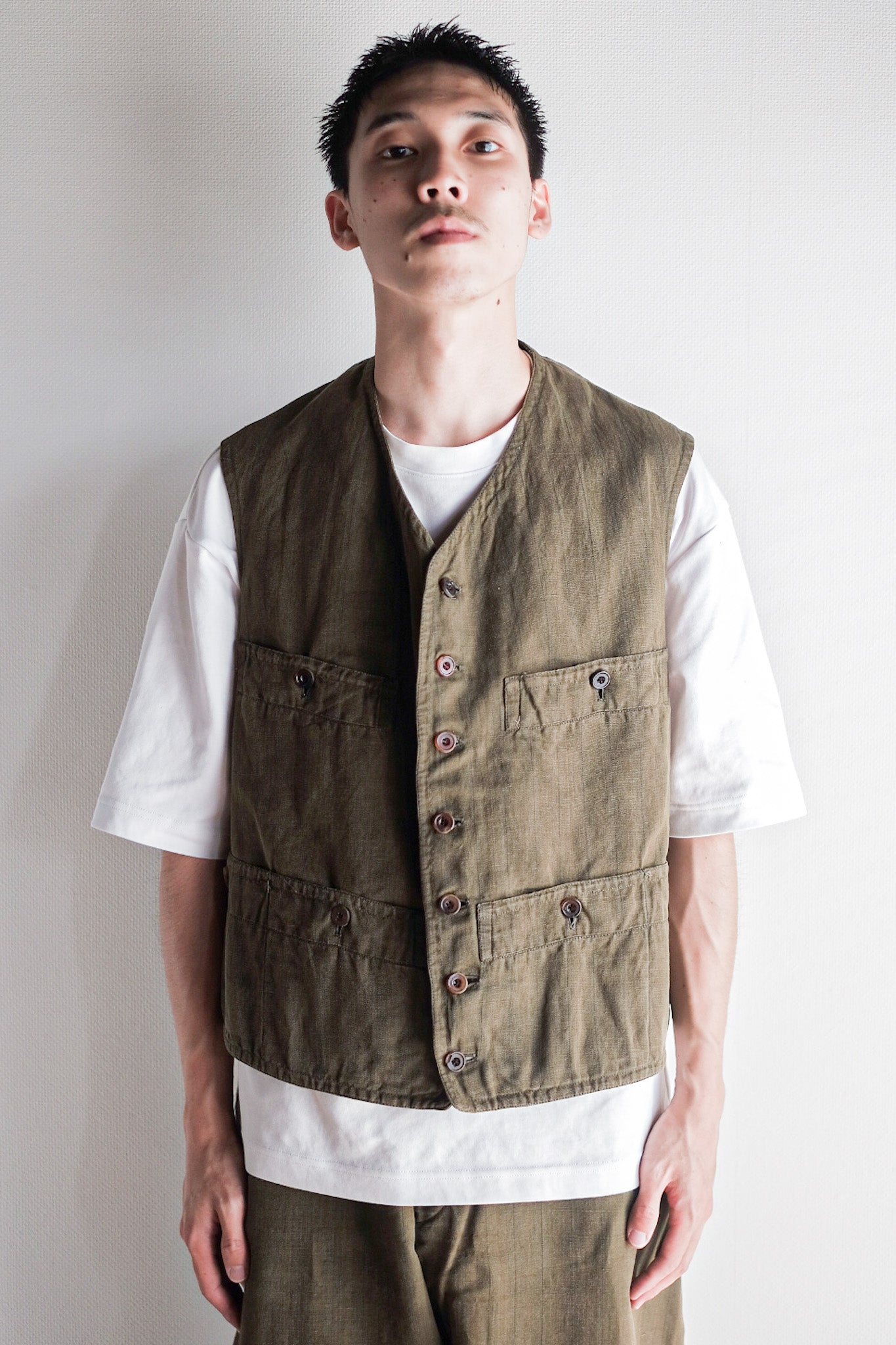 ［~20's］French Vintage Moss Green Hunting Gilet & Jodhpurs "Au Louvre"