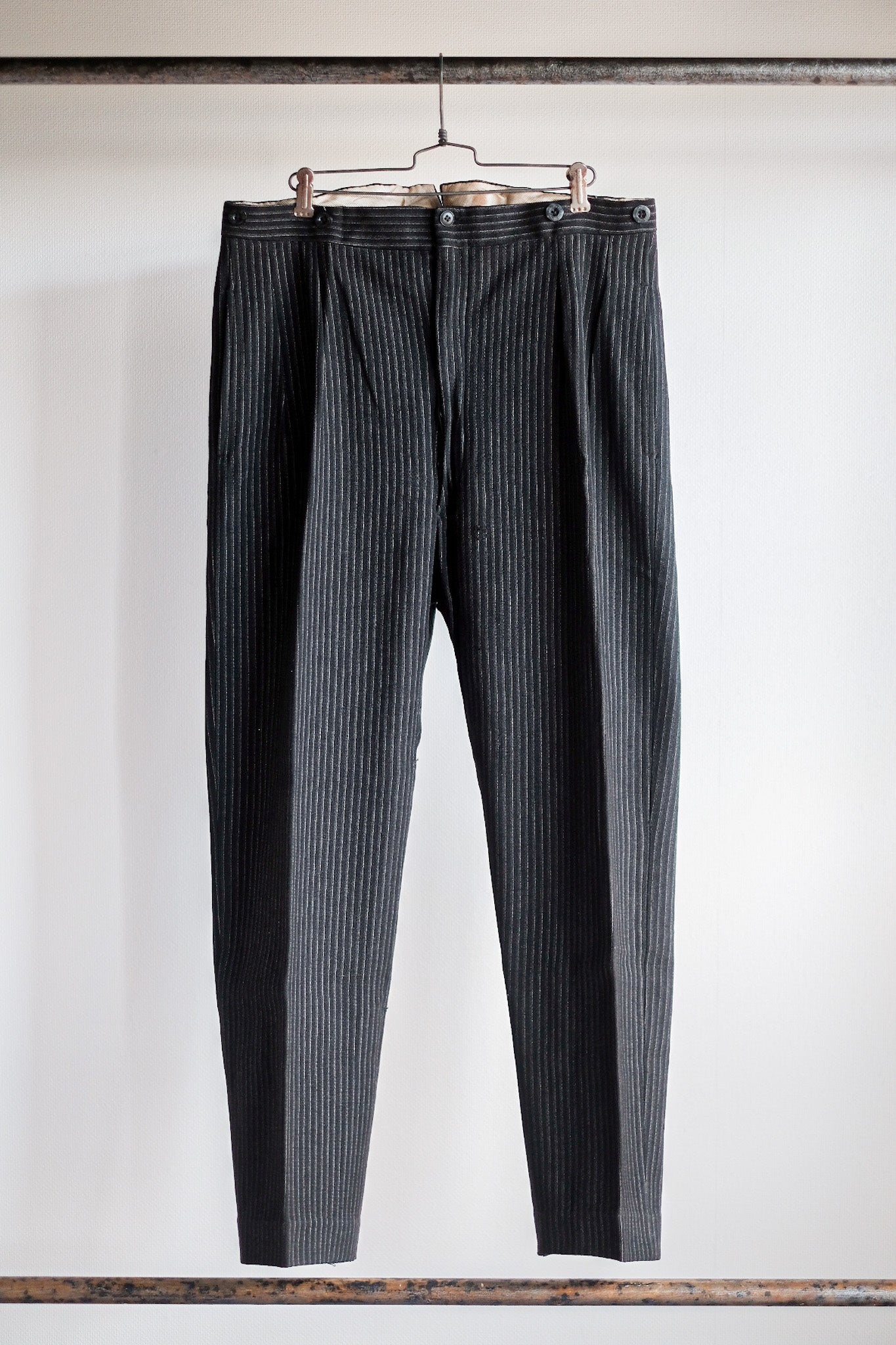 [〜30年代]法國復古羊毛條紋工作褲