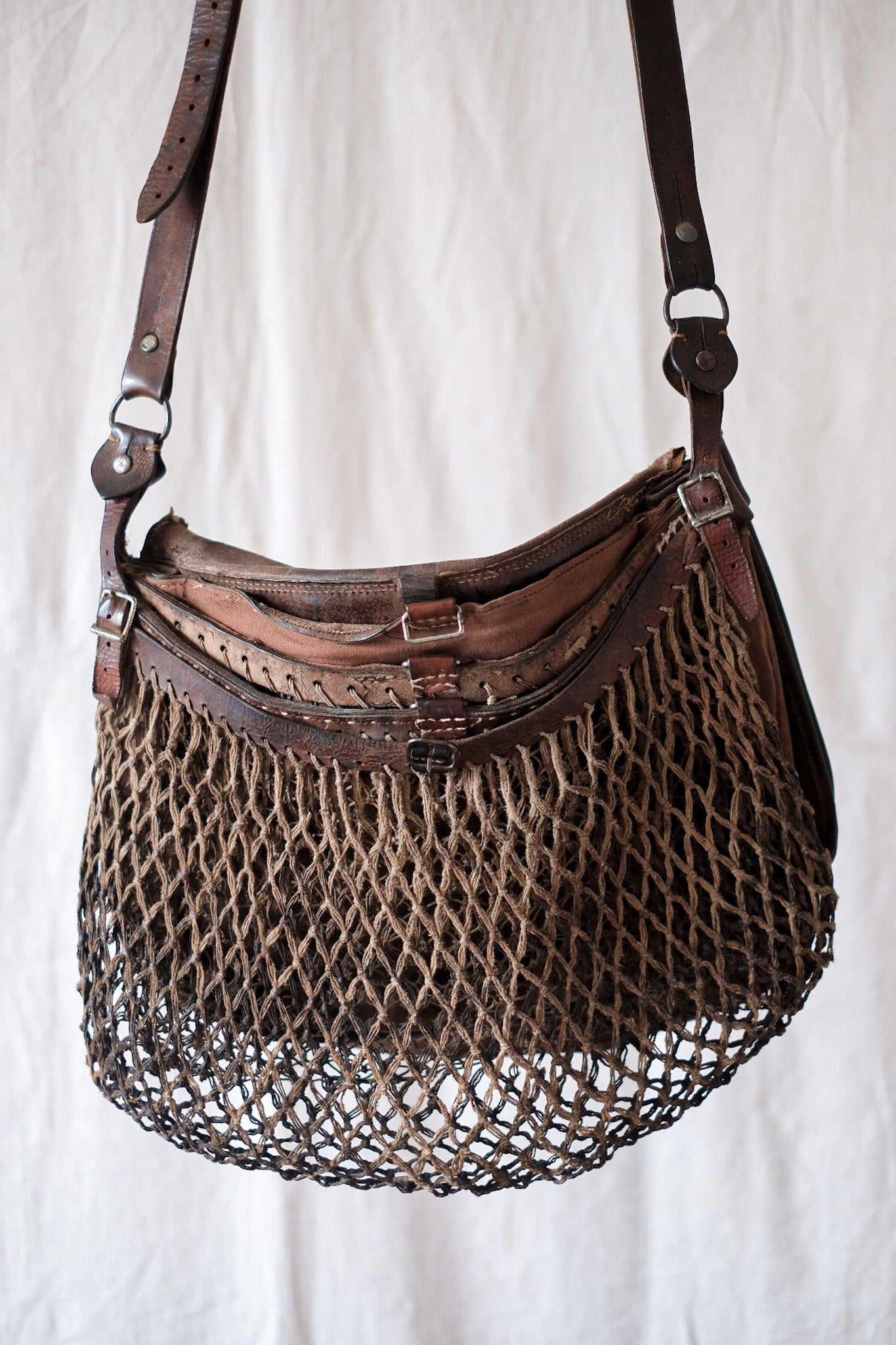 30's] French Vintage Fishing Leather Bag