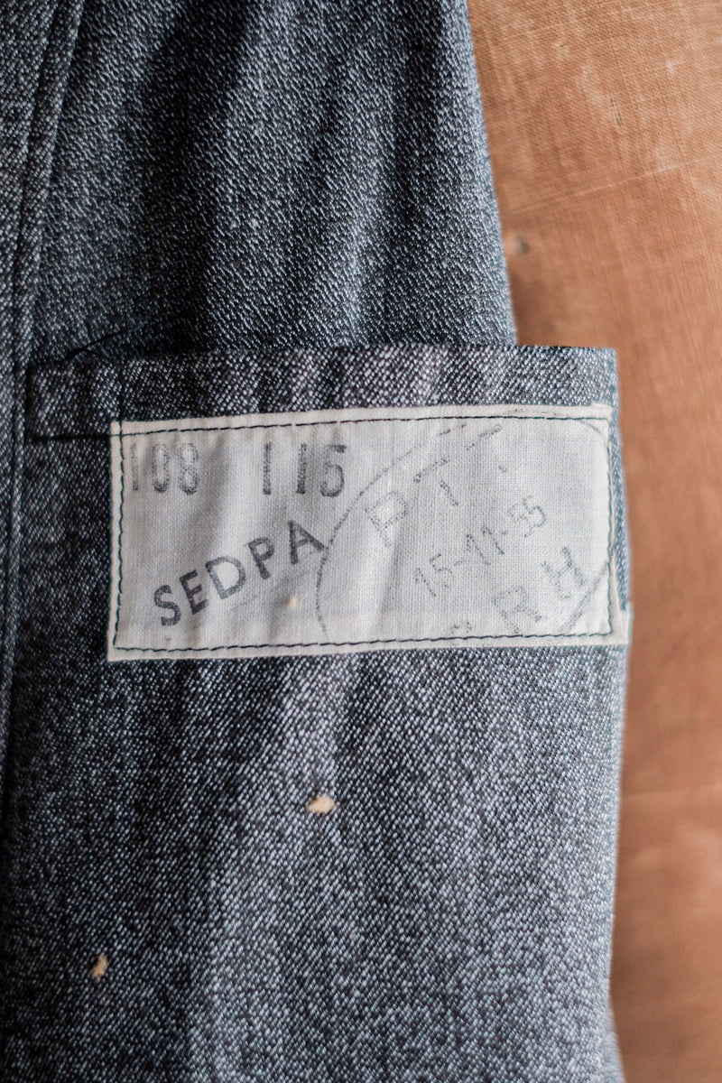[~ 50's] French Vintage PTT Black Chambray Atelier Coat "Dead Stock"