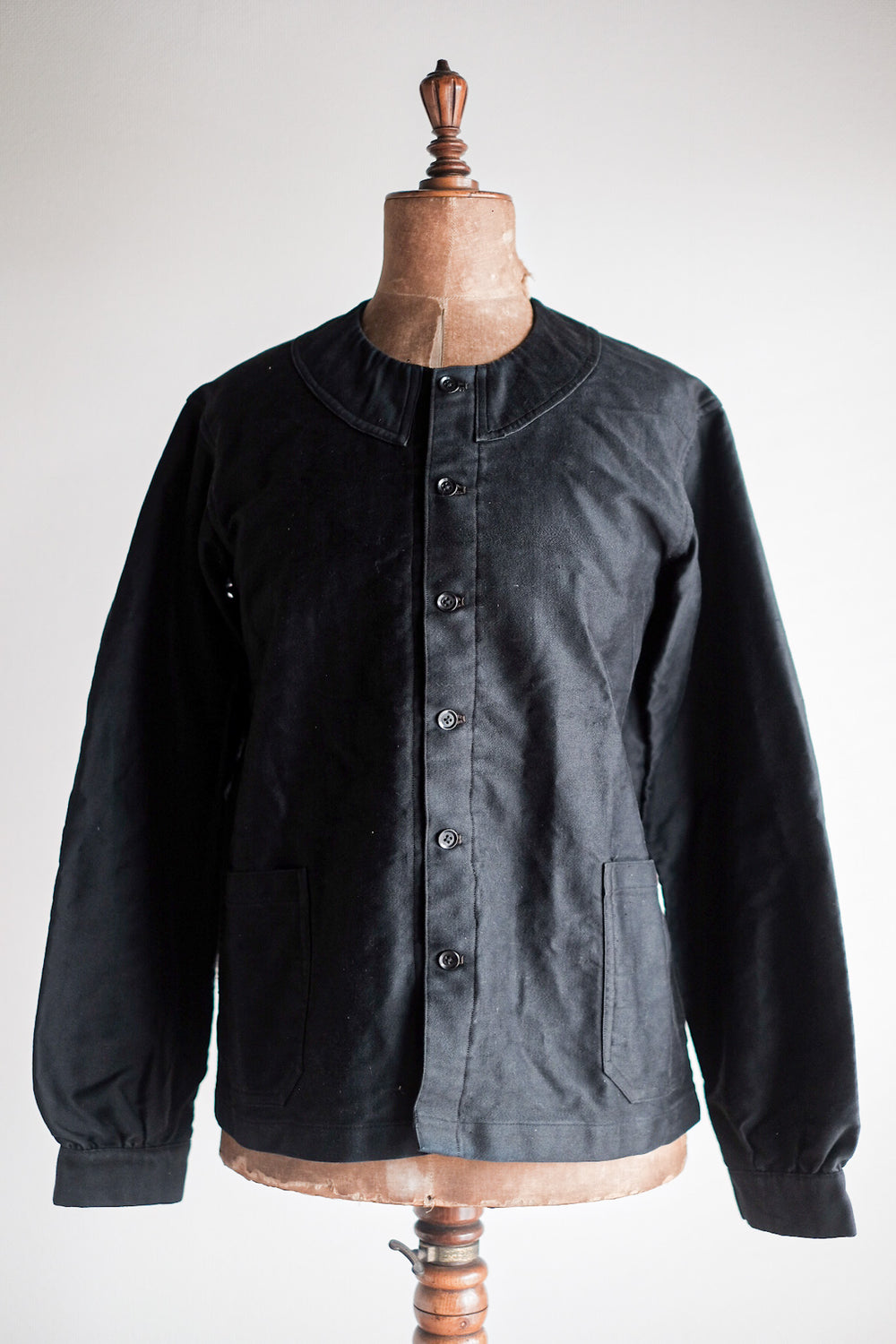 【~20's】French Vintage Black Moleskin Work Jacket "6 Buttons" "Dead Stock"