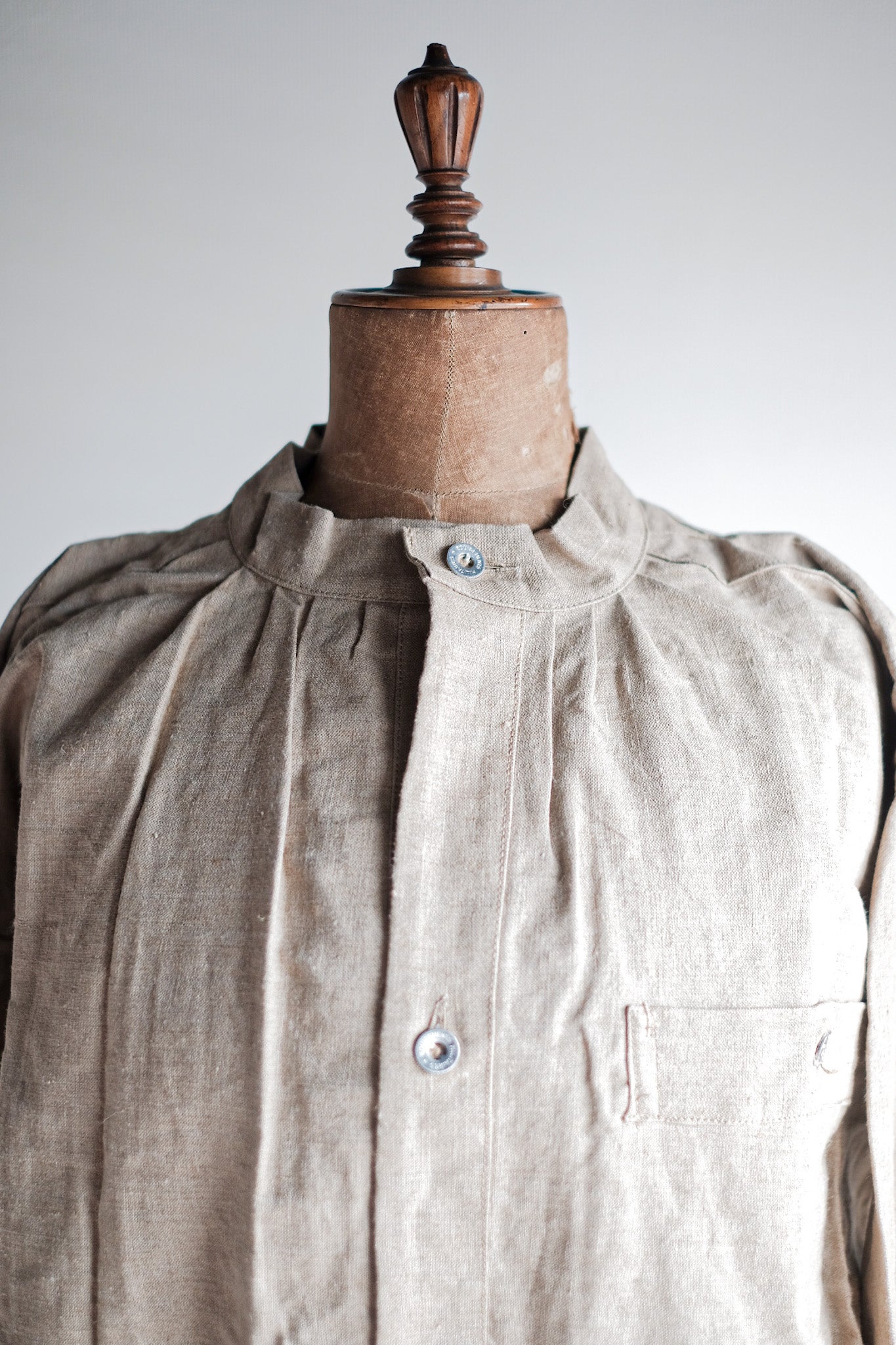 ［~50's］French Army Bourgeron Linen Smock Hospital Military "Dead Stock"
