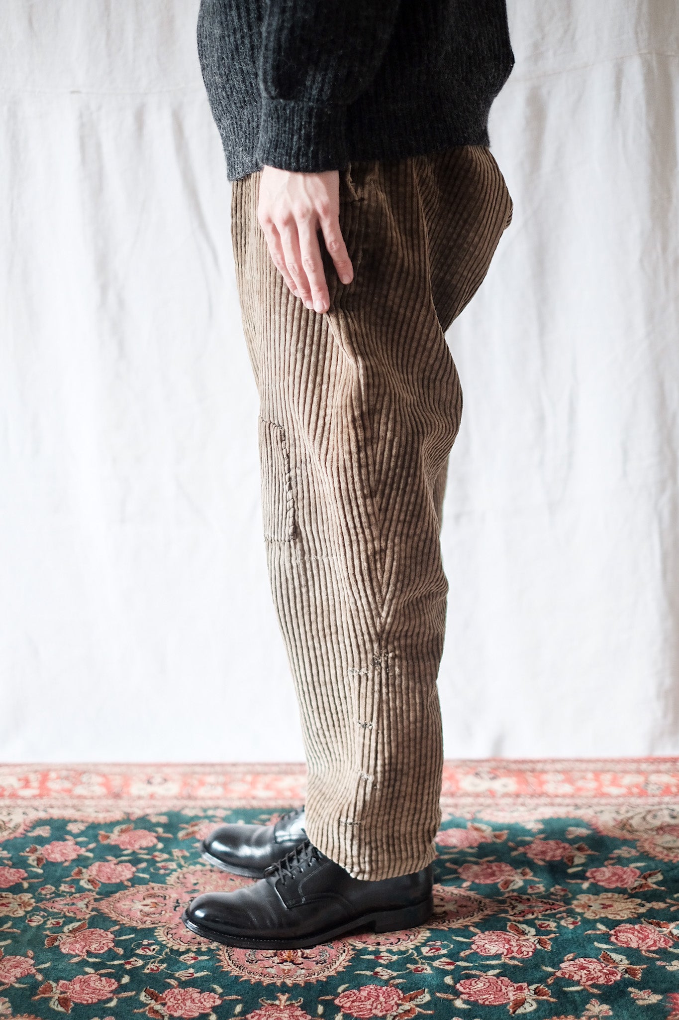 [~ 30's] French Vintage Brown Corduroy Work Pants "Adolphe Lafont"