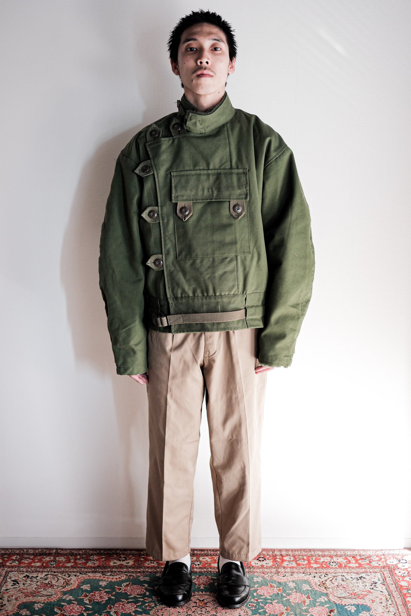 【~60's】Swedish Army Dispatch Rider Motorcycle Jacket With Liner Size.C48 "Dead Stock"