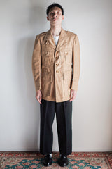 [~ 50's] ผ้าลินินผ้าลินินผ้าฝ้ายวินเทจฝรั่งเศส "Garally Lafayette" "Dead Stock"