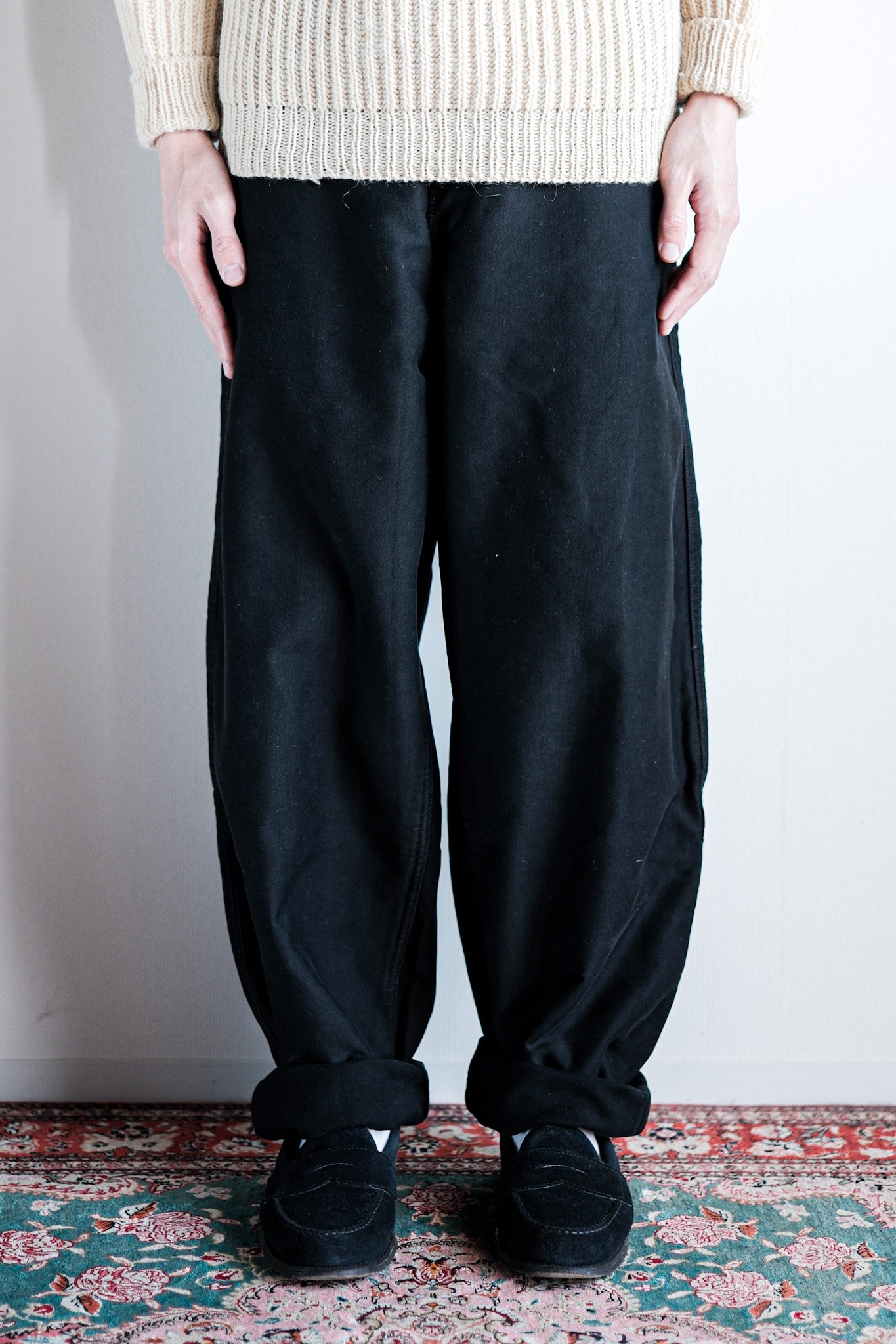 ［~50's］French Vintage Black Moleskin Work Pants "Adolphe Lafont"