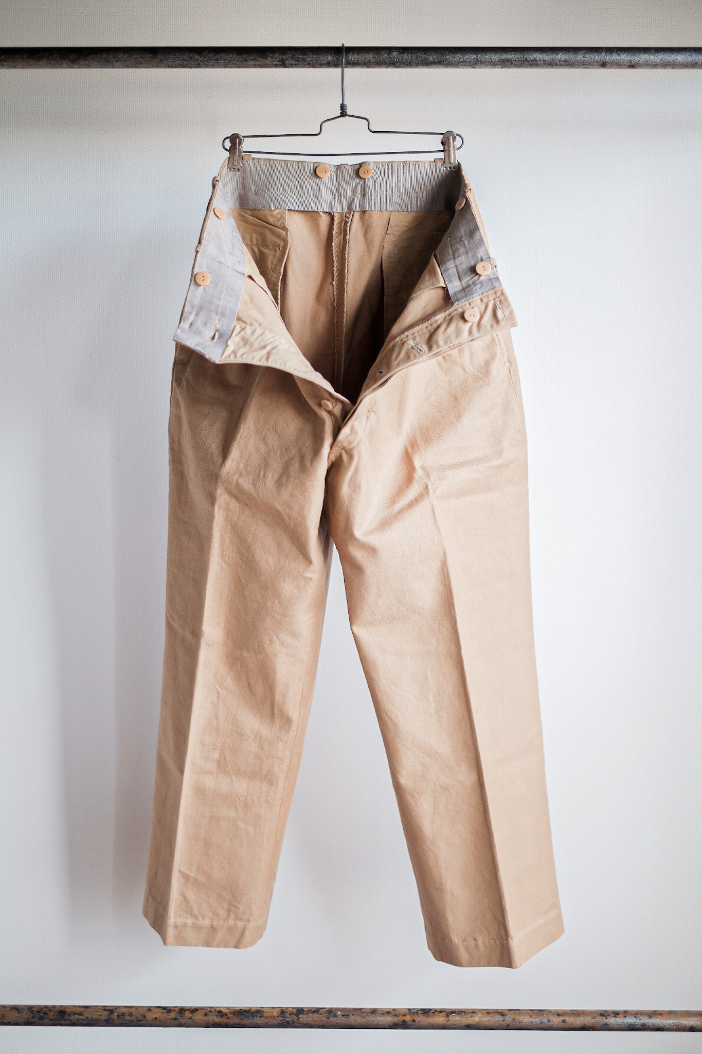 ［~50's］French Vintage Cotton Linen Chino Trousers "Garally Lafayette" "Dead Stock"