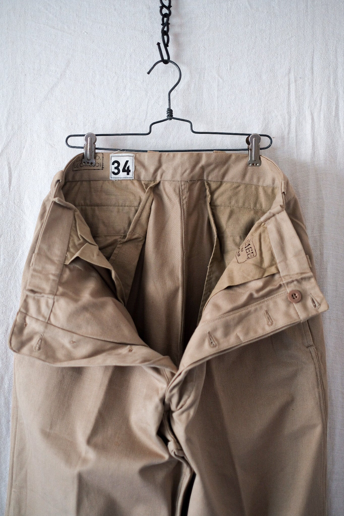 60's] French Army M52 CHINO TROUSERS SIZE.34 