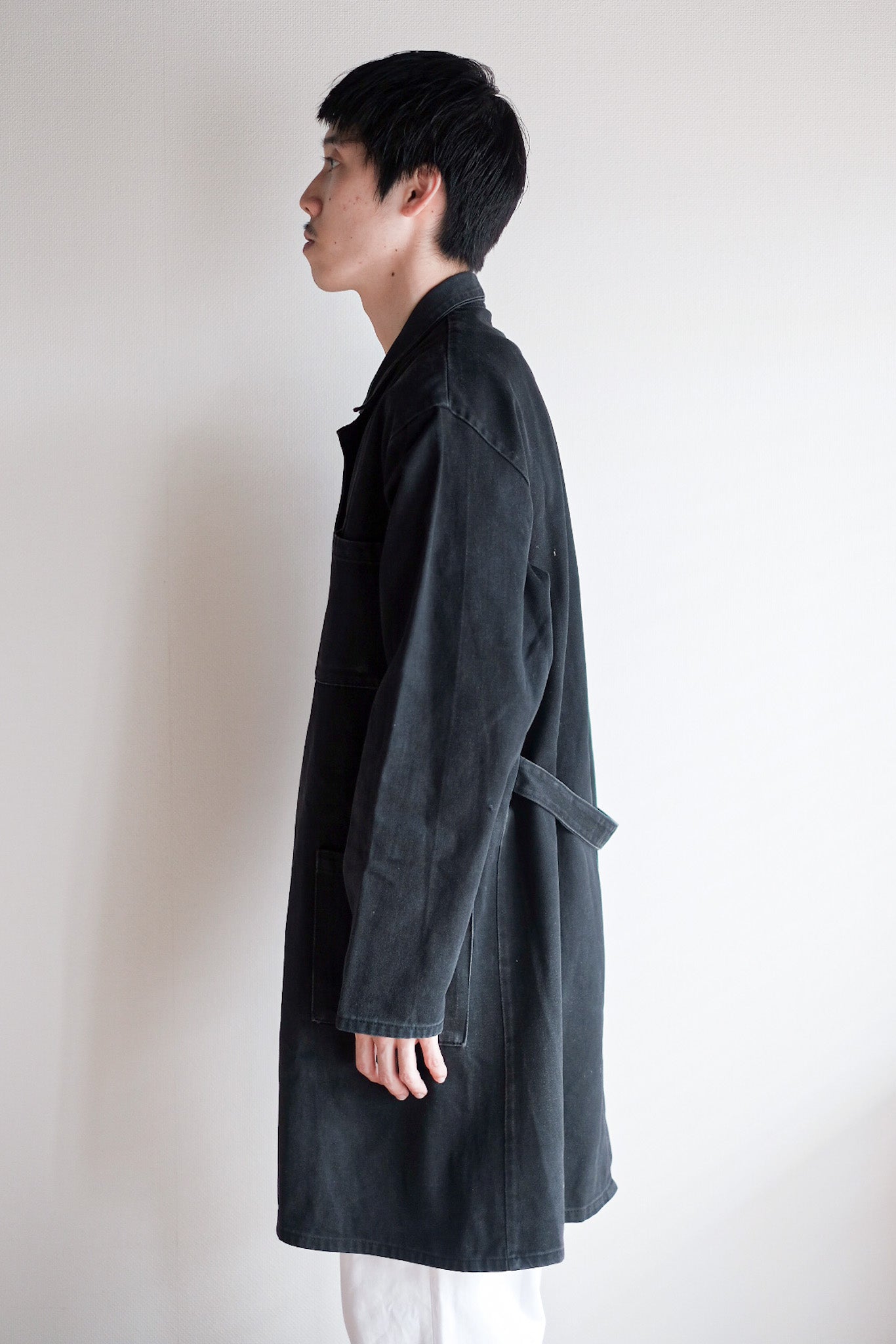 [~ 50's] French Vintage Black Moleskin Work Coat