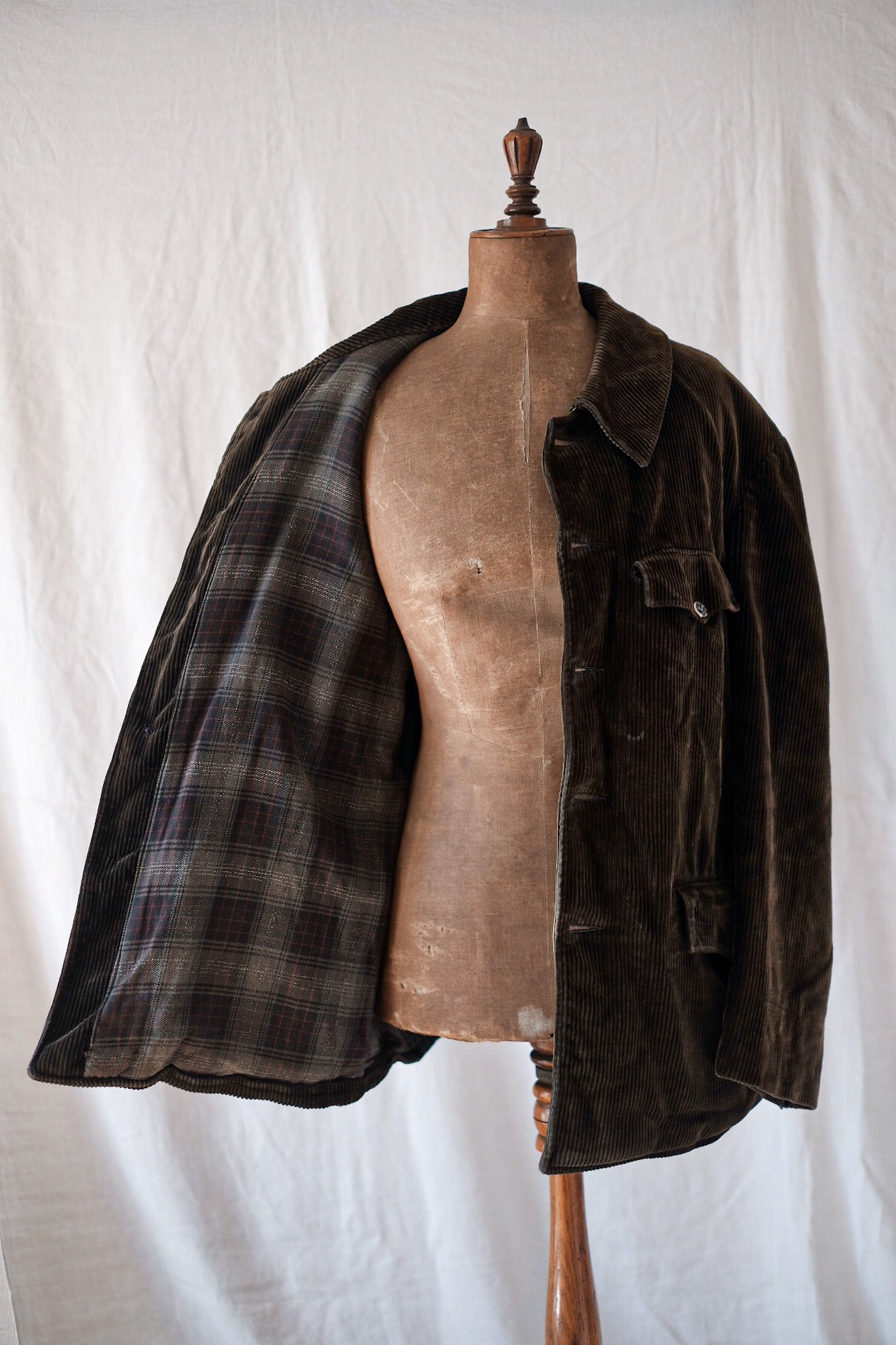 [~ 40's] French Vintage Brown Corduroy Gamekeeper Hunting Jacket