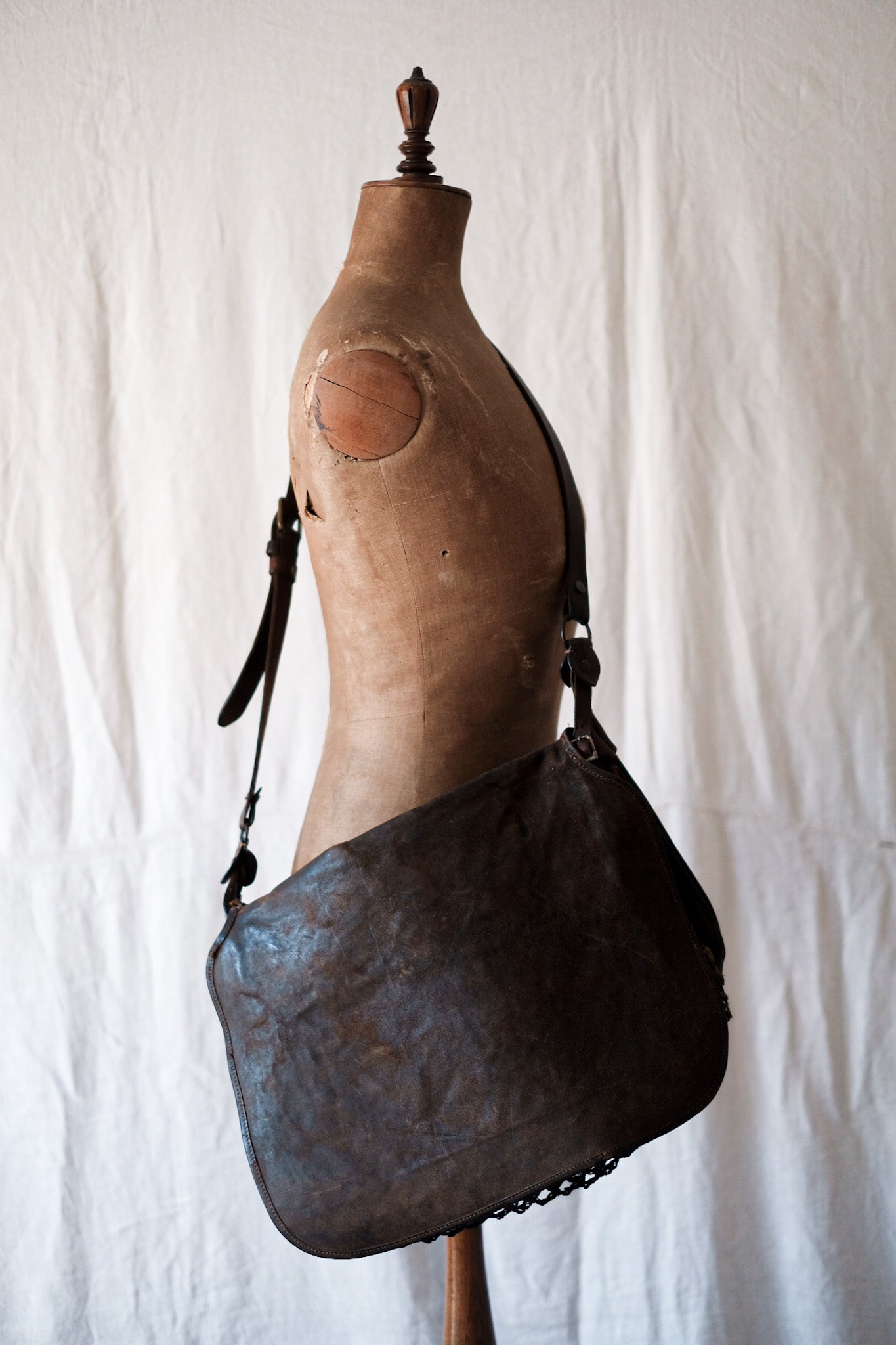 [~ 30 '] 프랑스 빈티지 낚시 가죽 가방