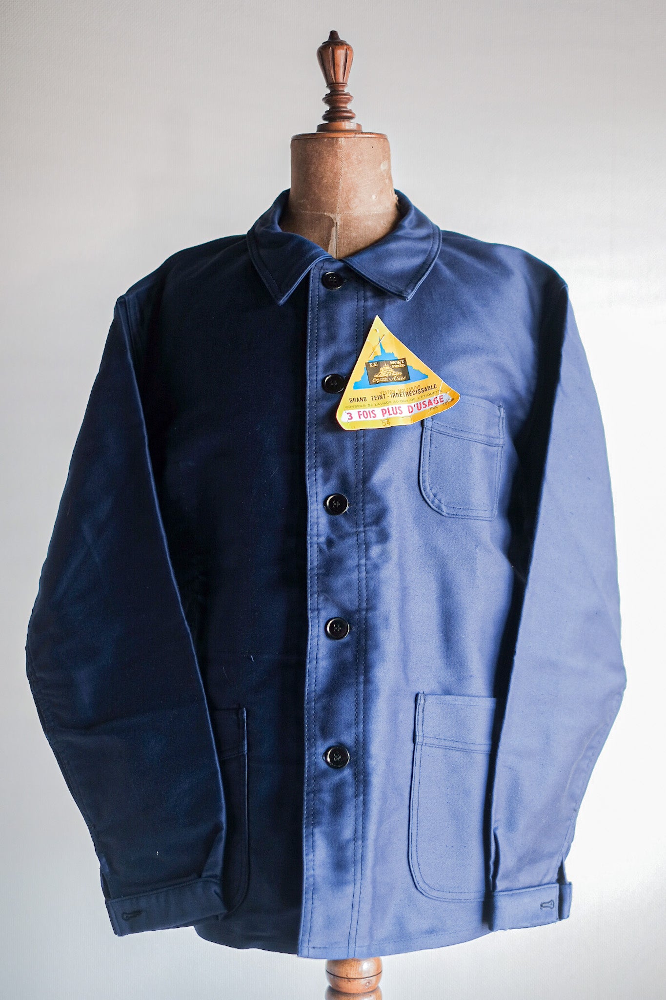 ［~50's］French Vintage Blue Moleskin Work Jacket "Le Mont St. Michel" "Dead Stock"