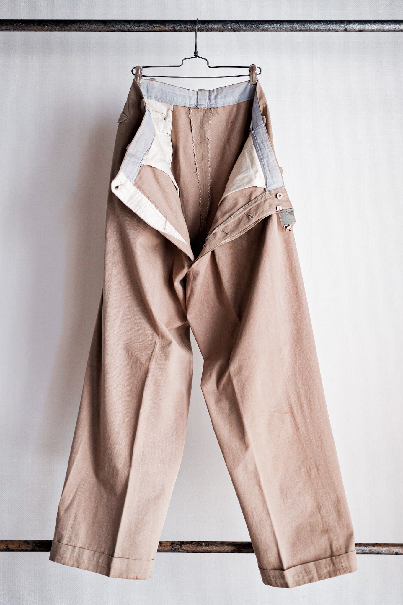 【 ~ 50's 】กางเกงขายาวผ้าฝ้ายวินเทจฝรั่งเศส