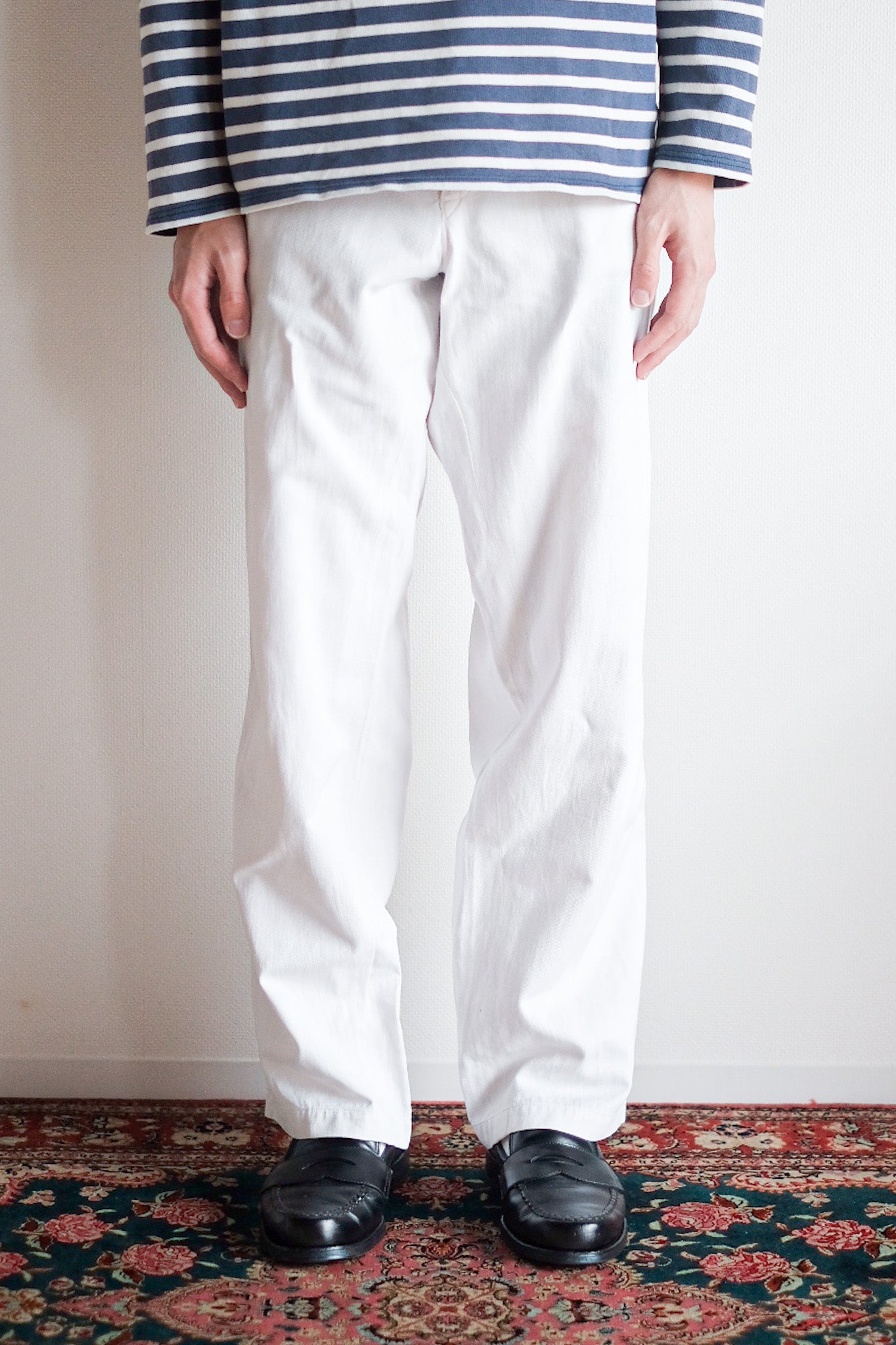【~40's】German Vintage White Cotton Work Pants