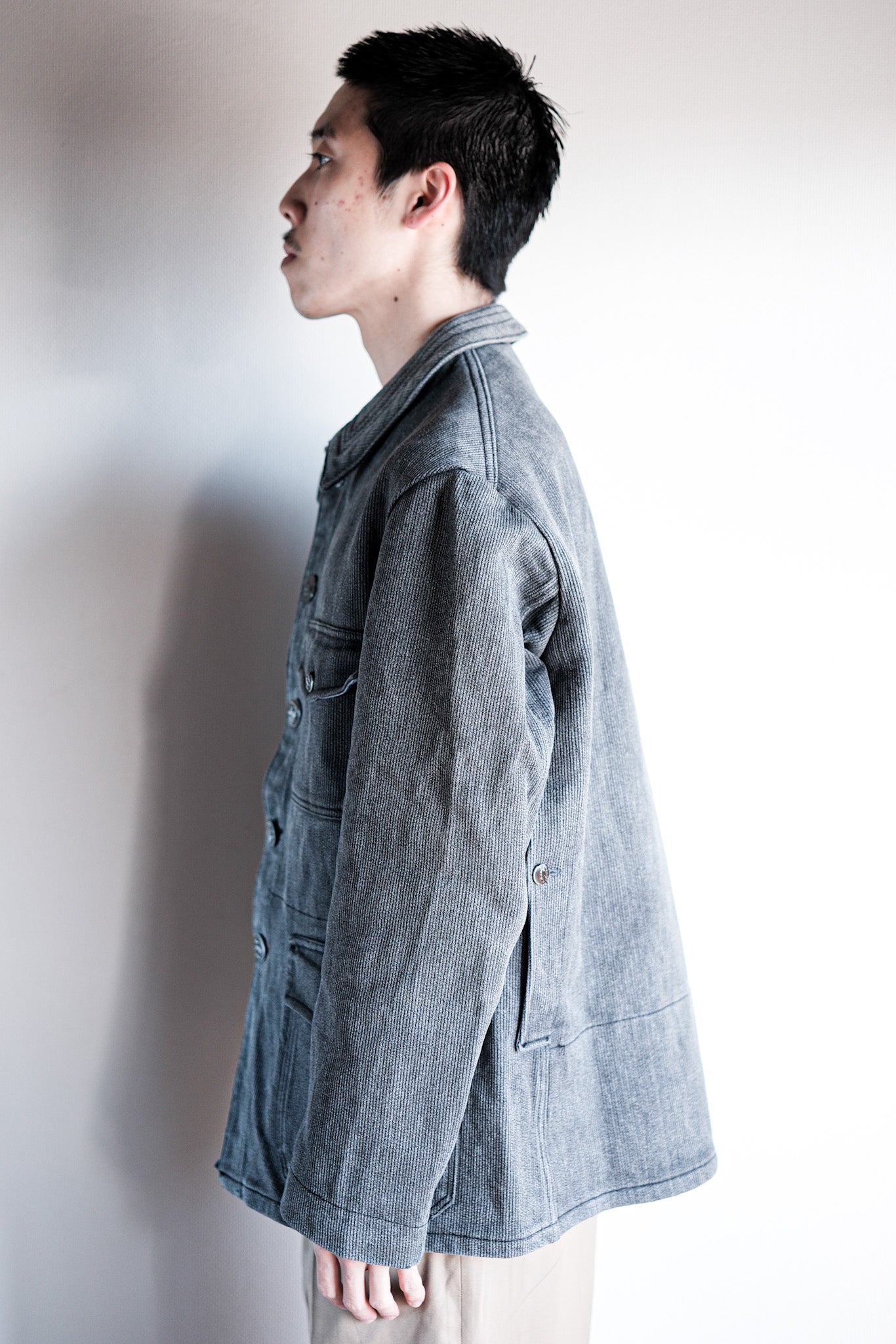 【~60's】French Vintage Gray Cotton Pique Hunting Jacket