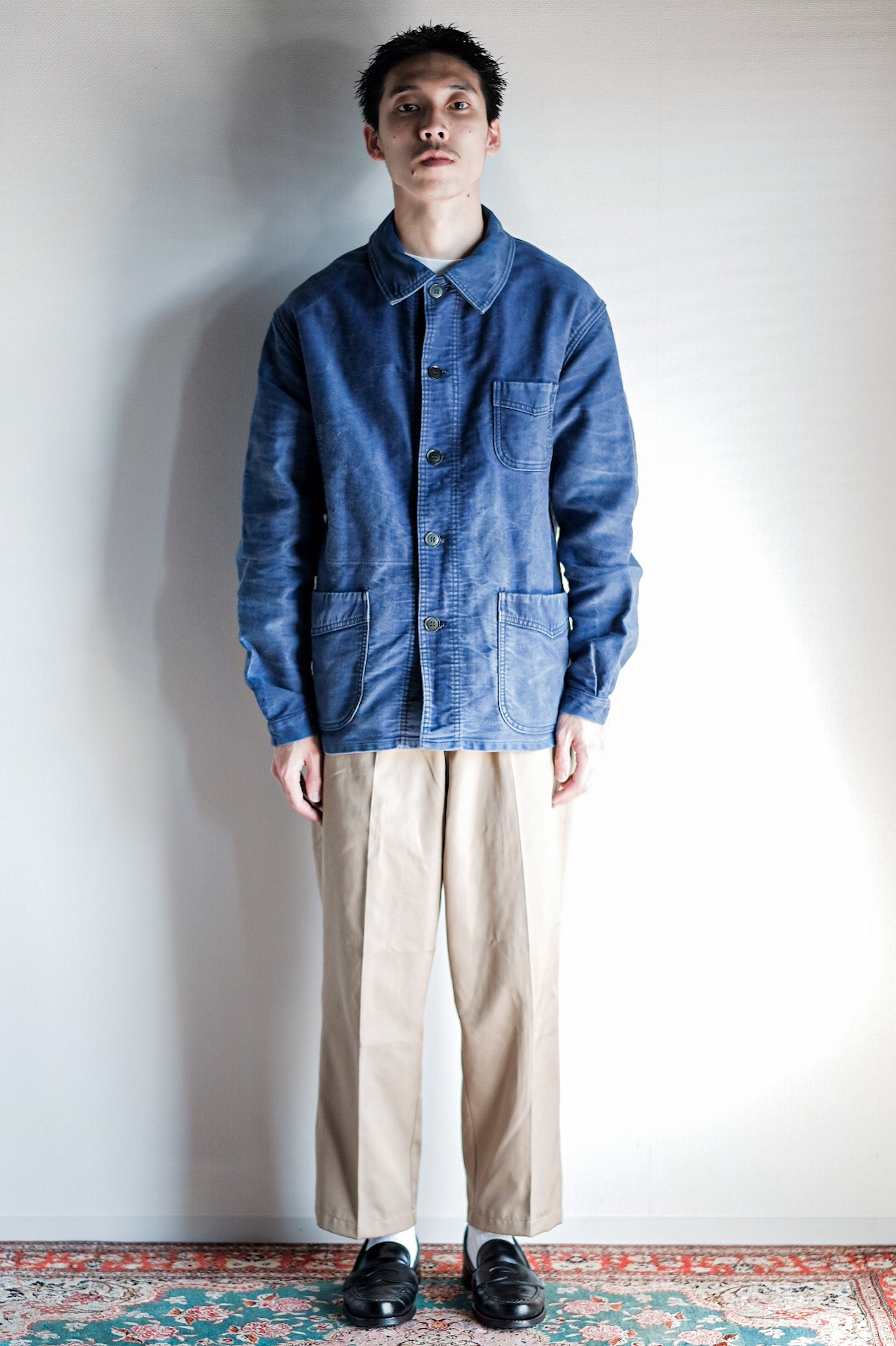 ［~50's］French Vintage Blue Moleskin Work Jacket "Le Mont St. Michel"