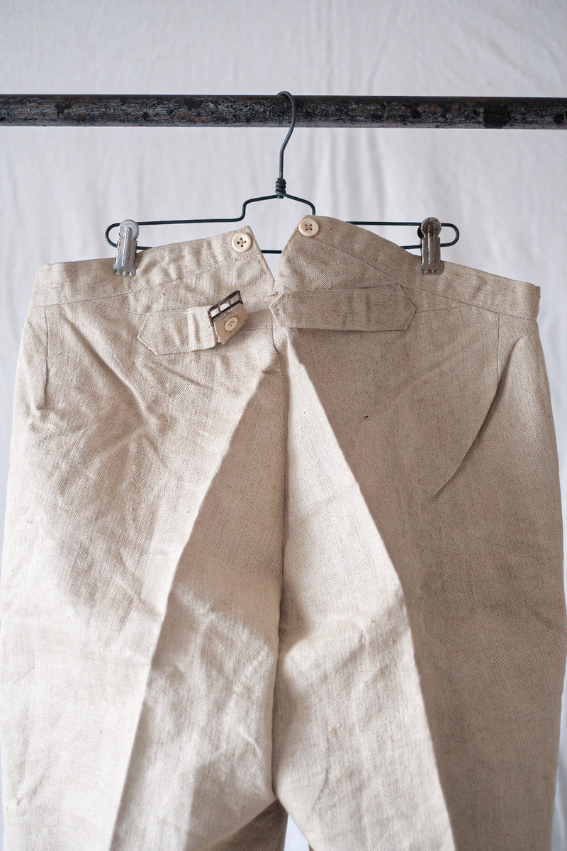 【~20's】French Vintage HBT Linen Work Pant "Dead Stock"