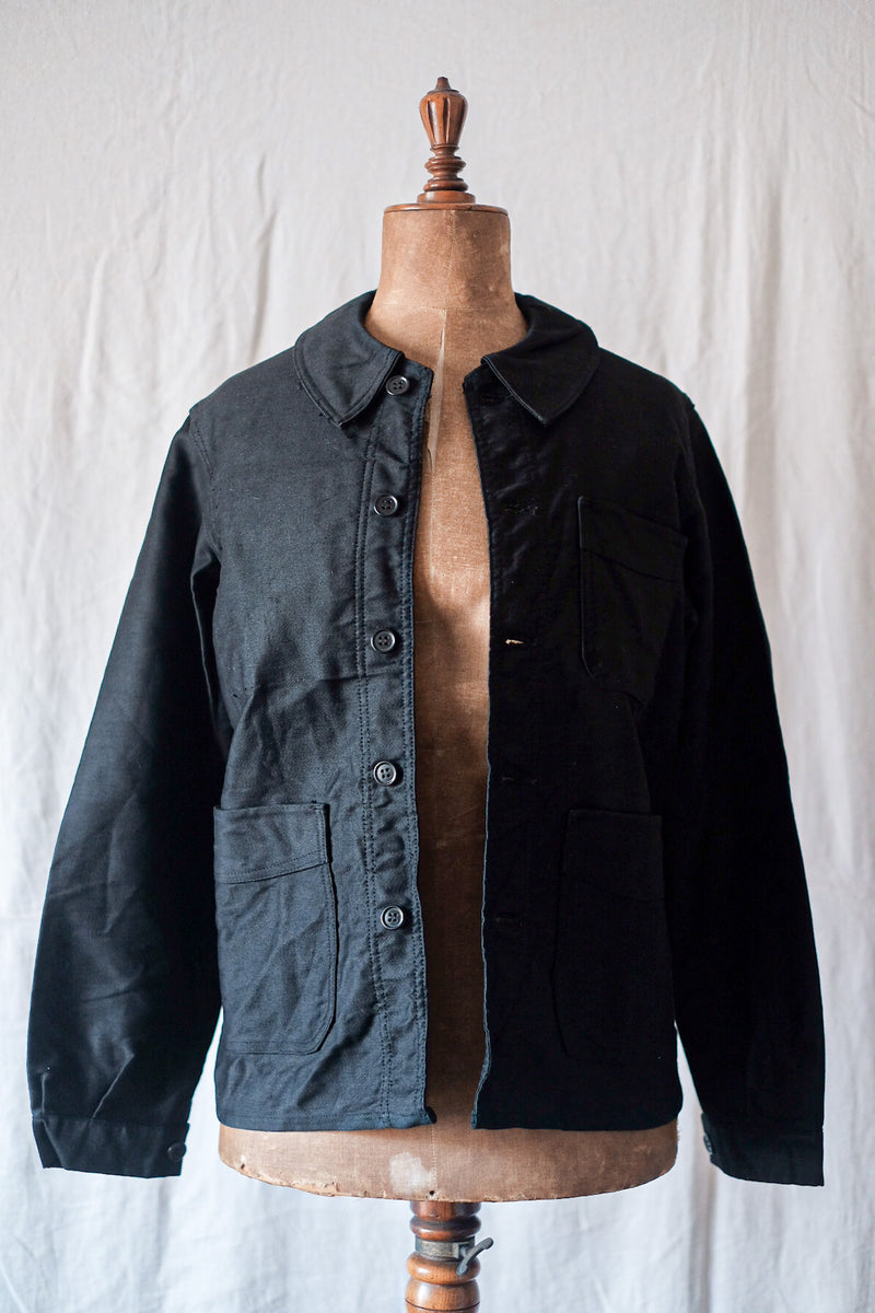【~40's】French Vintage Black Moleskin Work Jacket