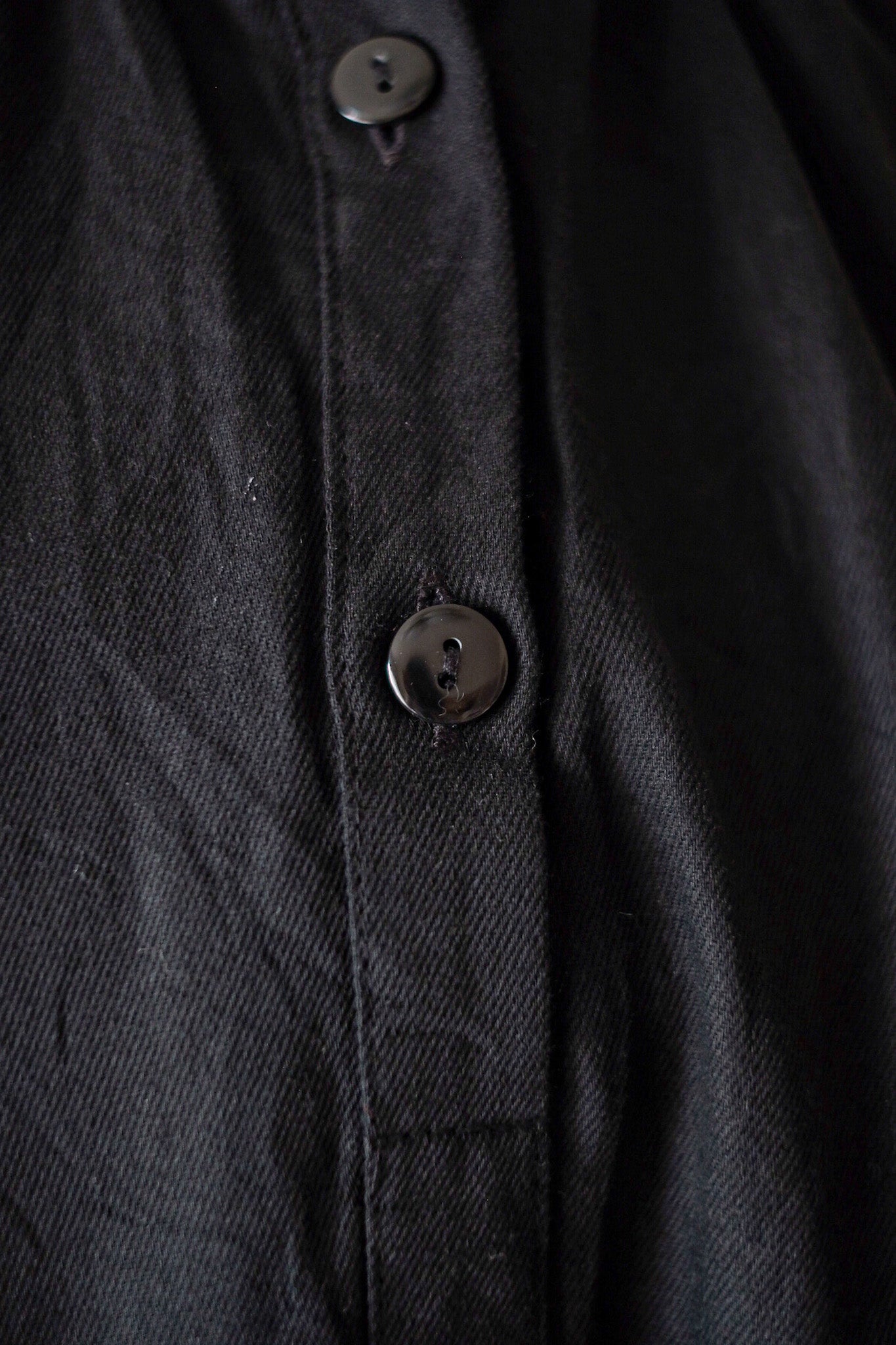 [~ 60's] French Vintage Black Cotton Smock