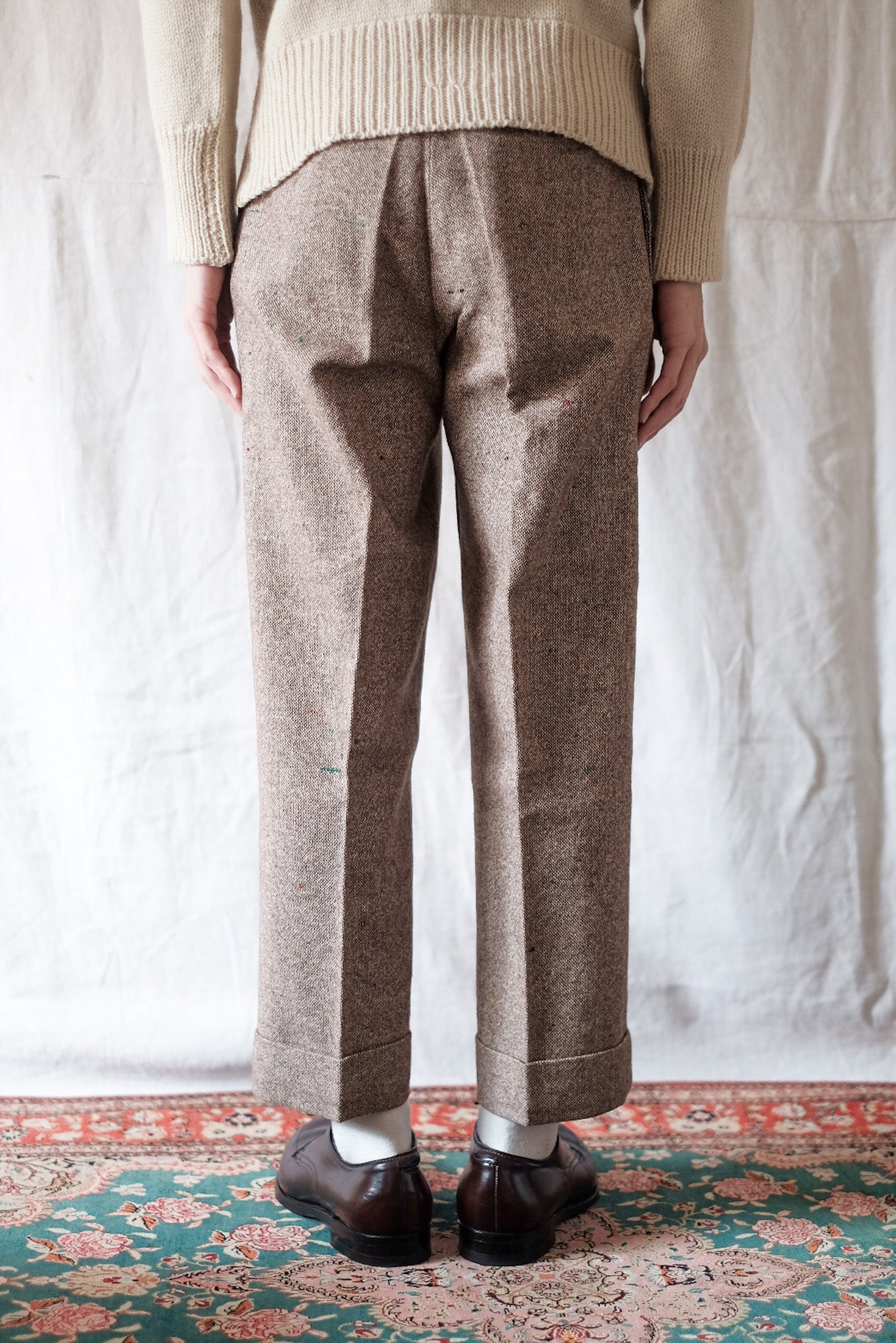 【~40's】French Vintage Brown Mix Wool Trousers "Dead Stock"