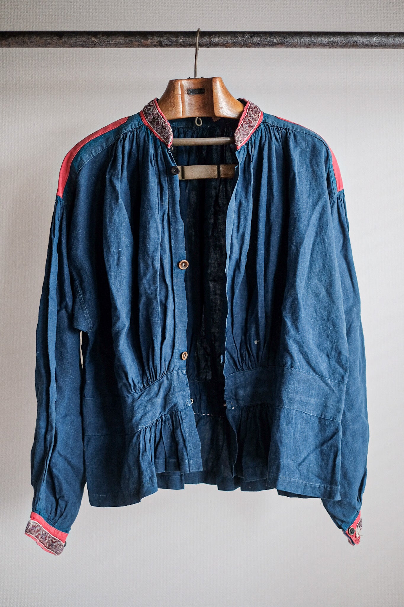 【Late 19th C】French Antique Indigo Linen Fireman Bourgeron Jacket